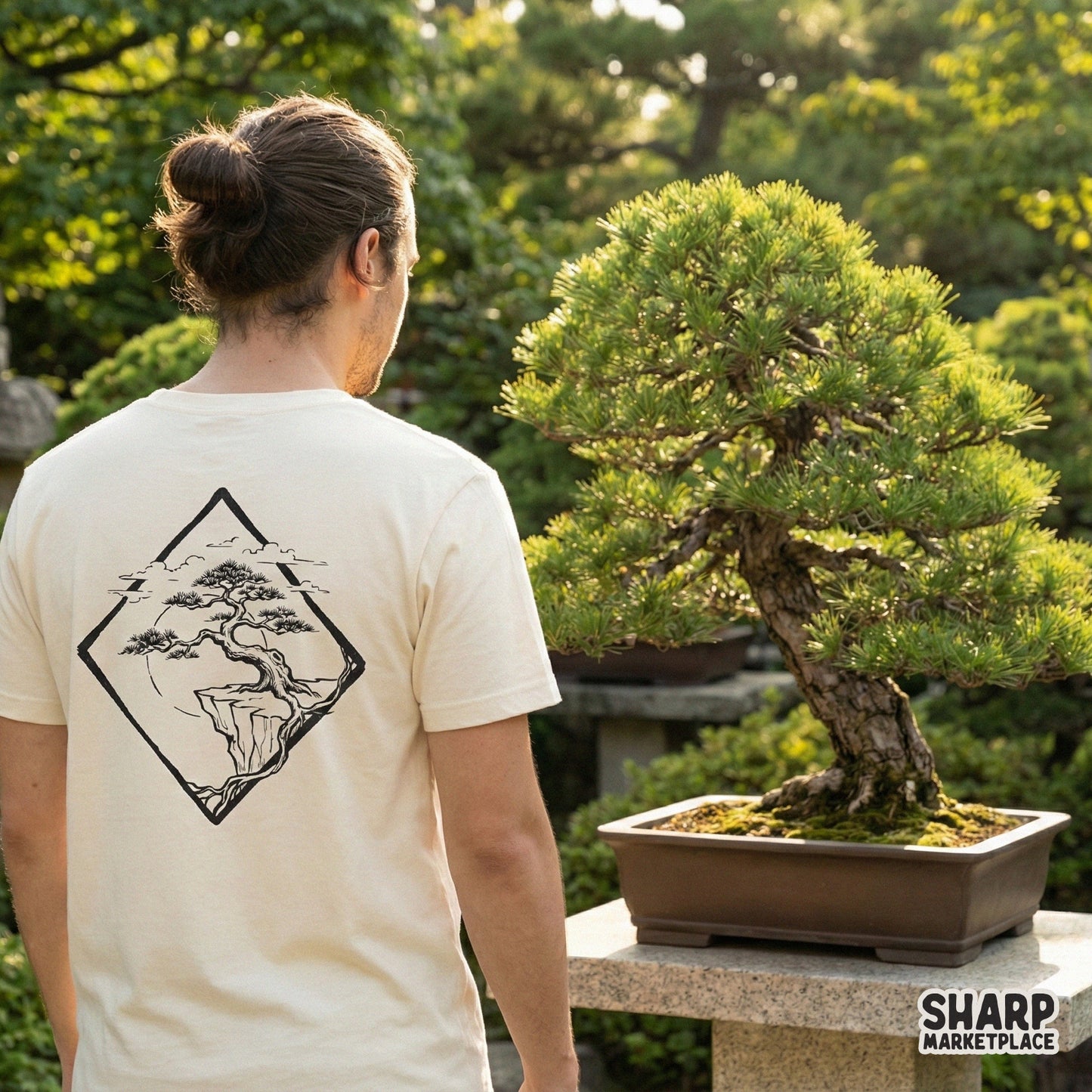 Bonsai Tree PNG, Japanese Minimalist Art - 300 DPI Design for T-Shirt