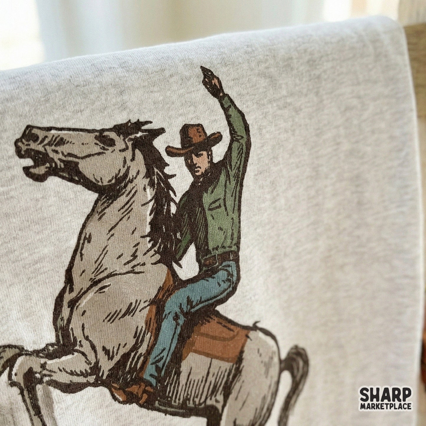 Trendy rodeo cowboy PNG graphic with a vintage sketch aesthetic, perfect for creating country music festival gear, wall art, or custom gifts.