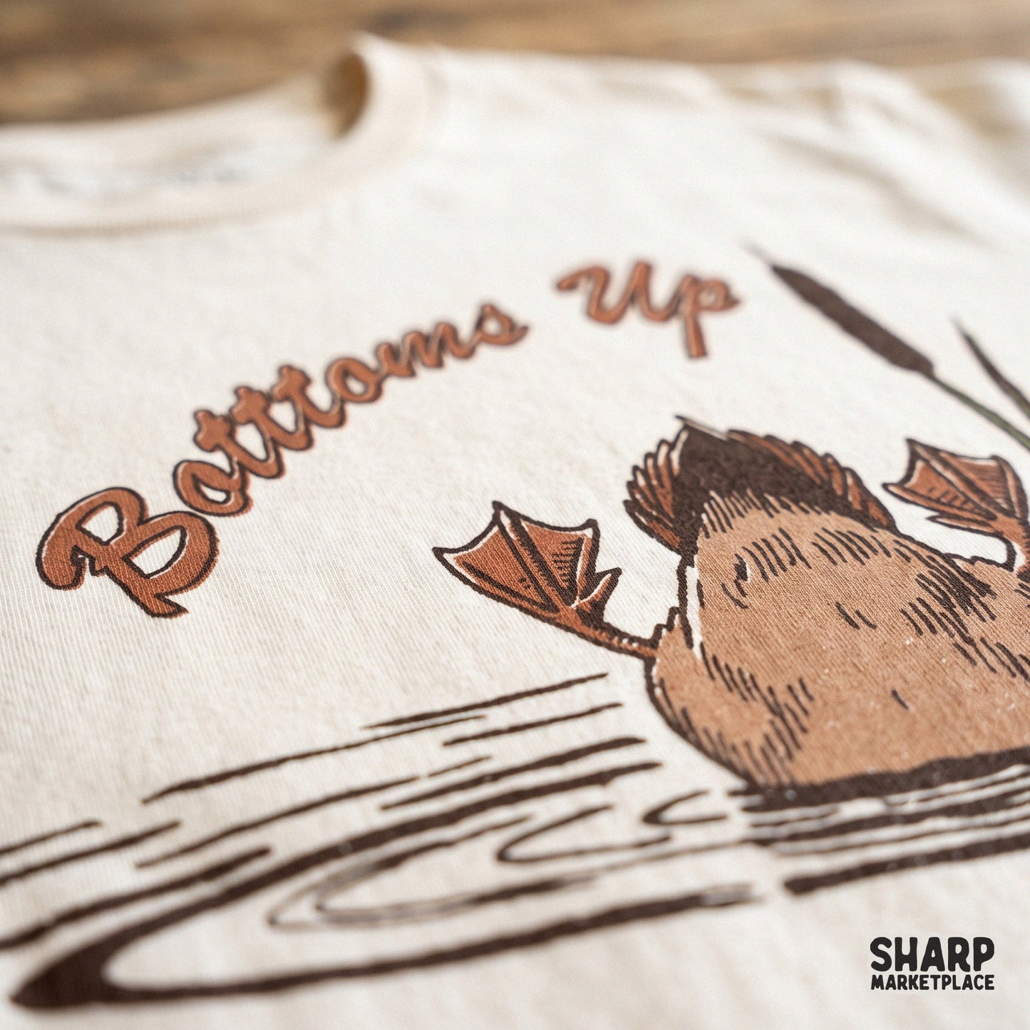 Funny bottoms up duck graphic for a lake tee shirt sublimation design