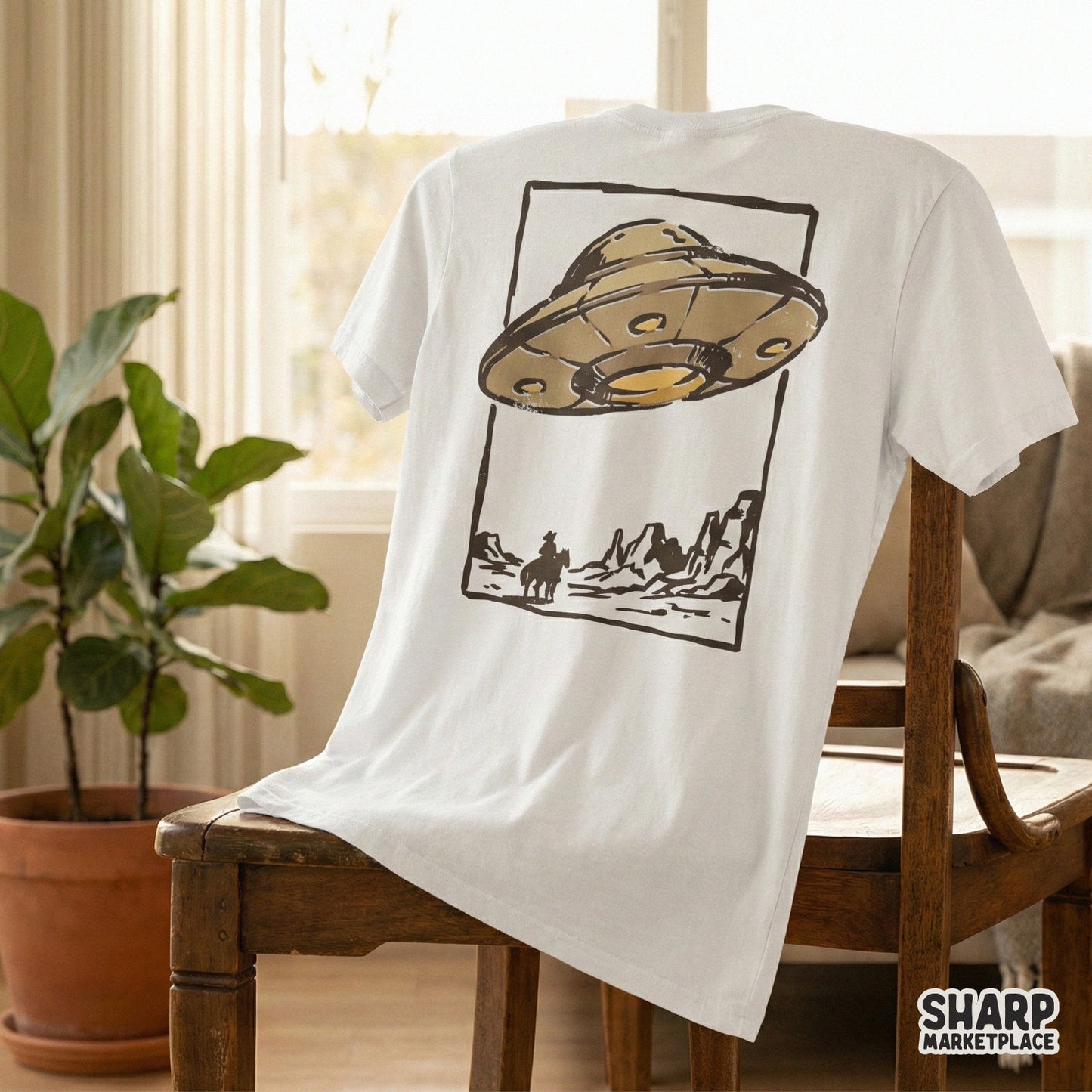 UFO Cowboy PNG Design, Western Alien Spaceship Graphic - 300 DPI Design