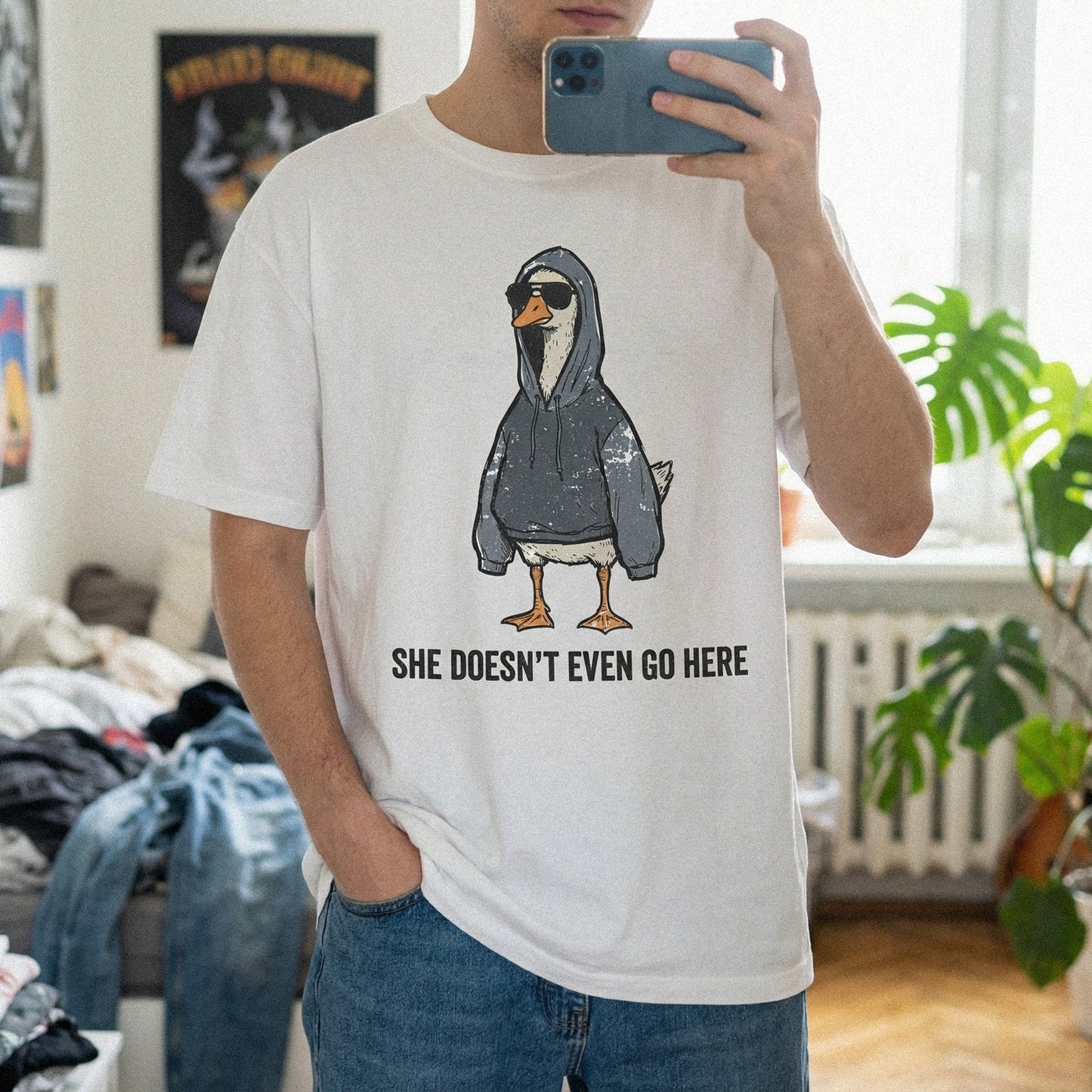 She Doesn’t Even Go Here PNG, Funny Goose Hoodie Art - 300 DPI Design for