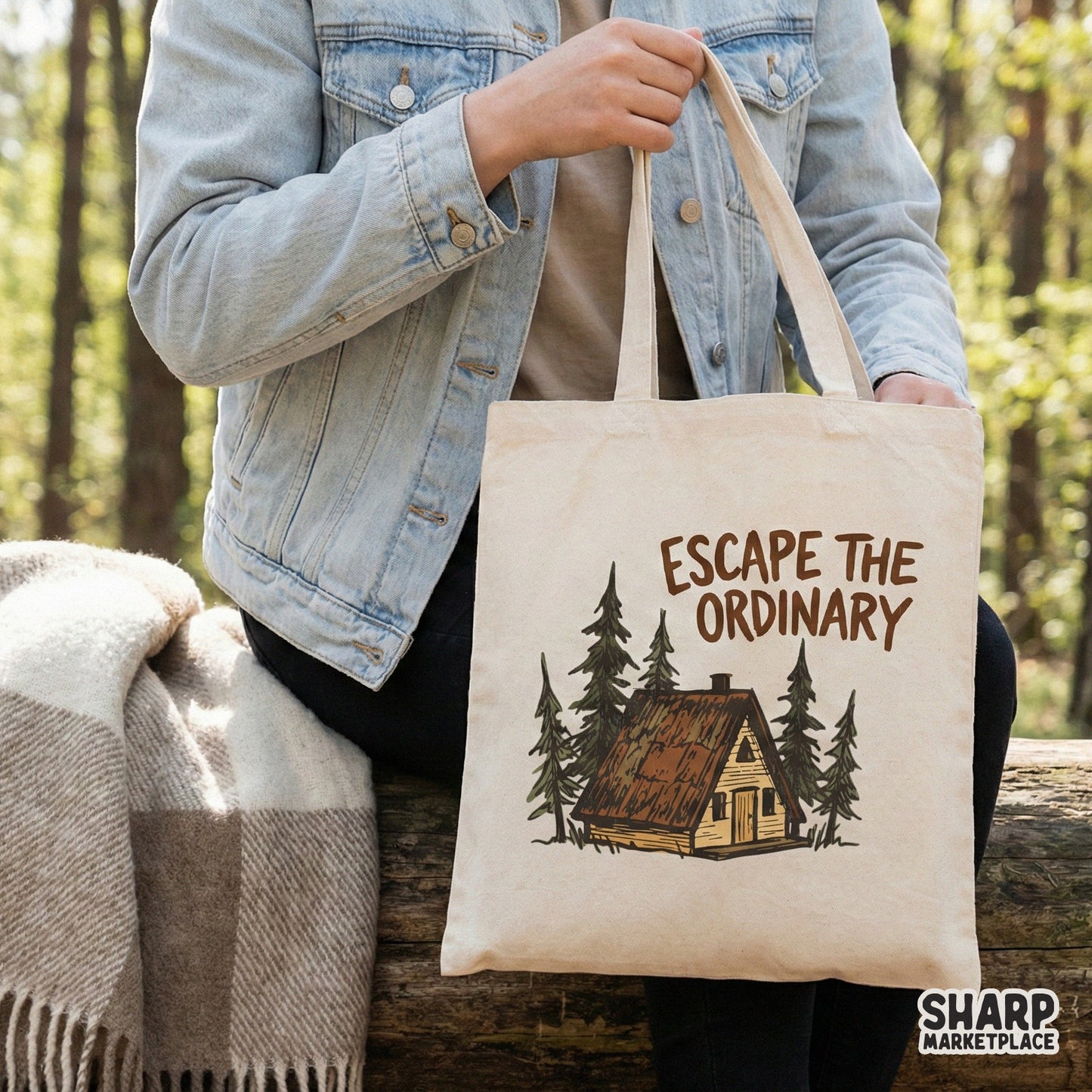 Escape The Ordinary PNG Design, Cabin Nature Adventure Digital Download -