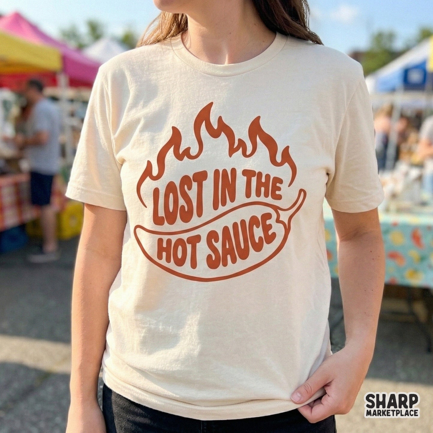 Spicy mood graphic with retro lettering and flame accents, a versatile digital file for DIY gifts, wall art, and print-on-demand items.