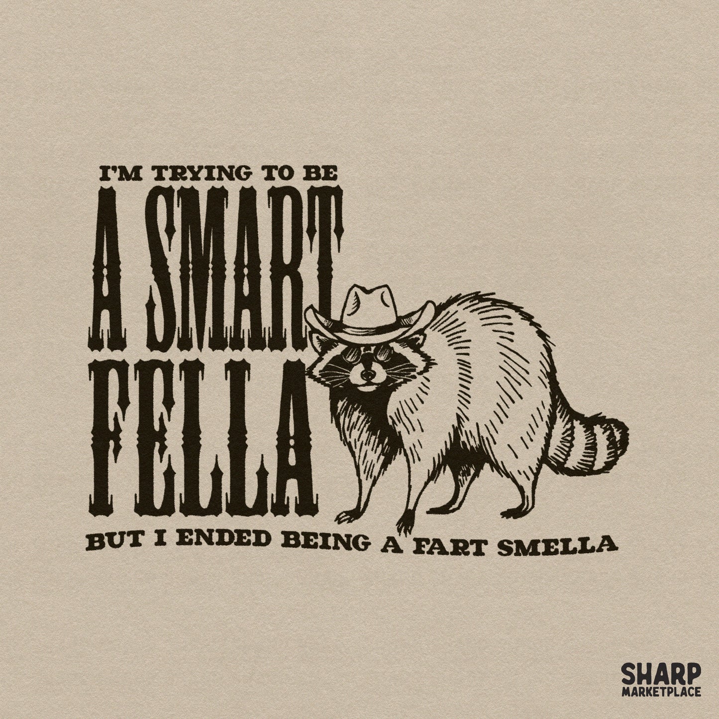Sarcastic western raccoon meme PNG for funny trash panda shirts and retro aesthetic sublimation designs