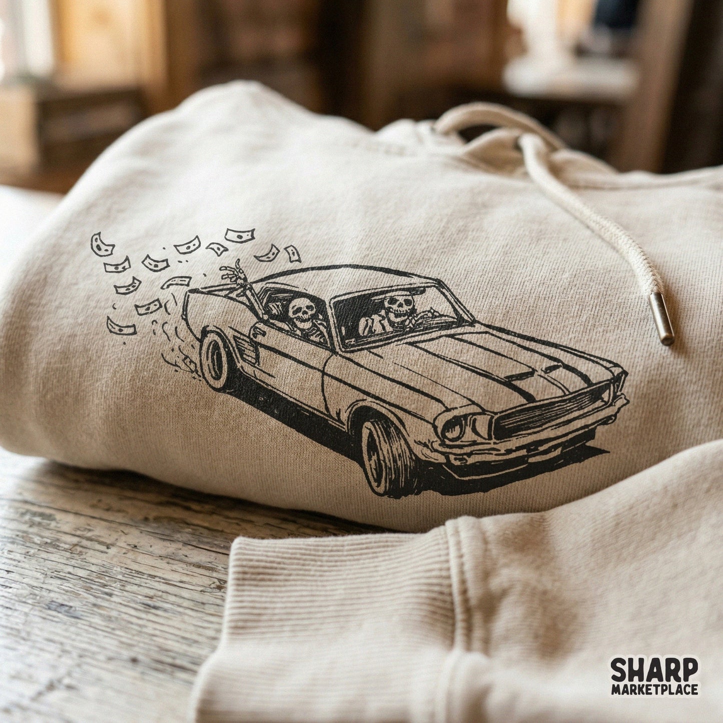 Skeleton Muscle Car PNG, Halloween PNG - 300 DPI Design for T-Shirt