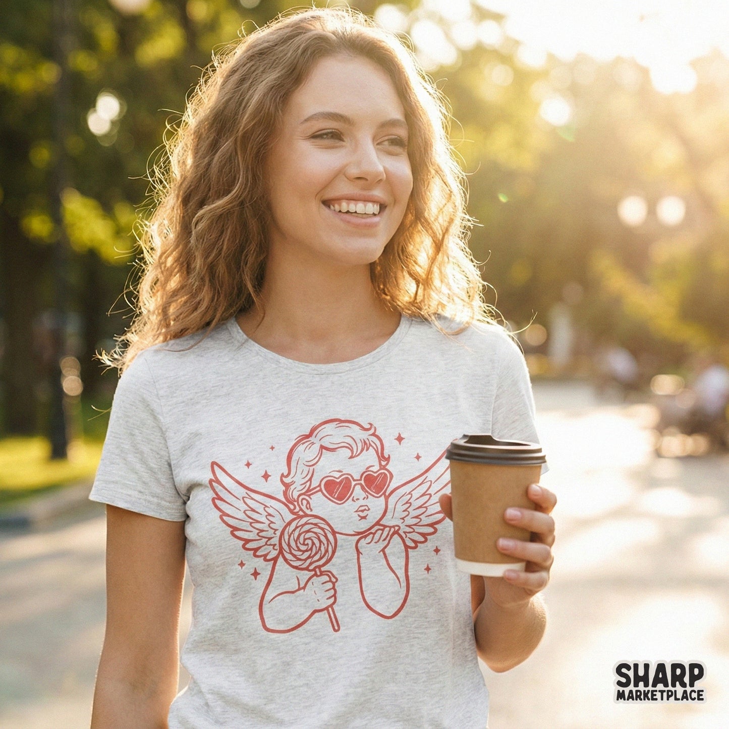 Cupid With Heart Sunglasses PNG, Cute Angel Blowing Kiss - 300 DPI Design