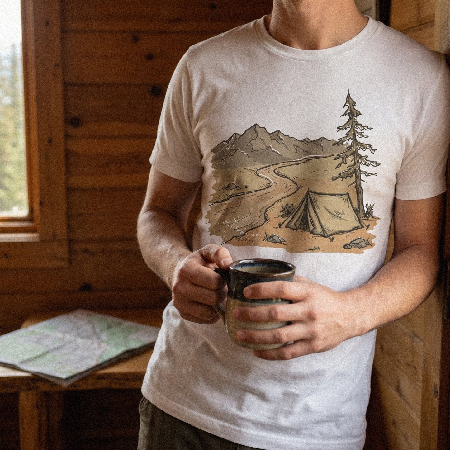 Camping In The Mountains PNG, Outdoor Adventure Shirt PNG - 300 DPI