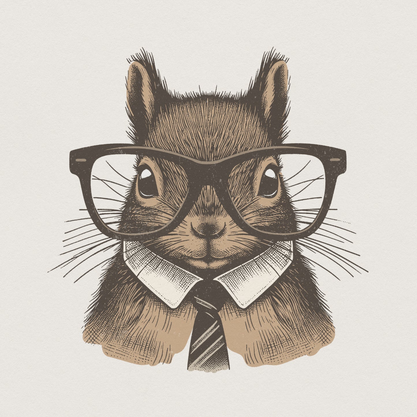 Squirrel With Glasses PNG, Office Animal Art - 300 DPI Design for T-Shirt