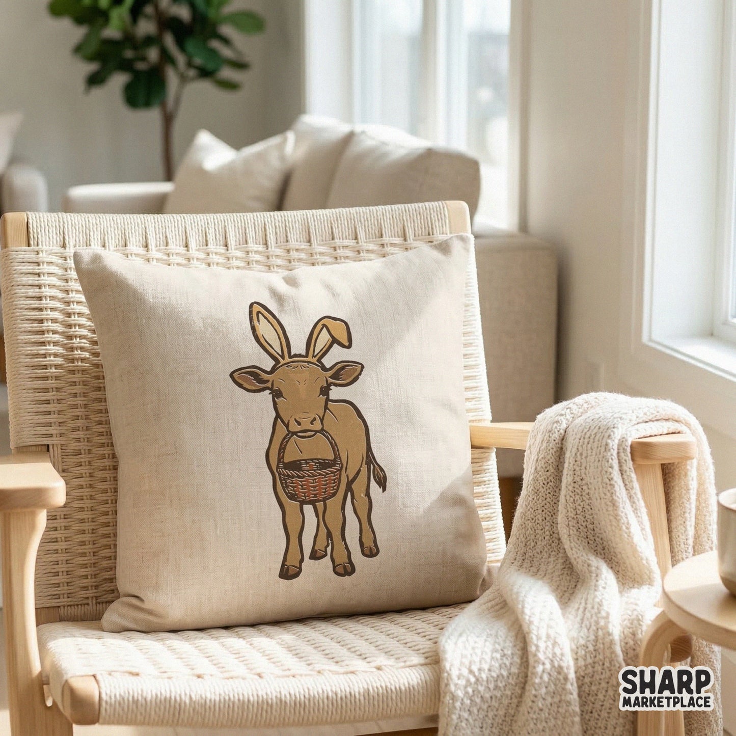 Easter Cow PNG Design, Bunny Ears Cow Digital Download - 300 DPI Design