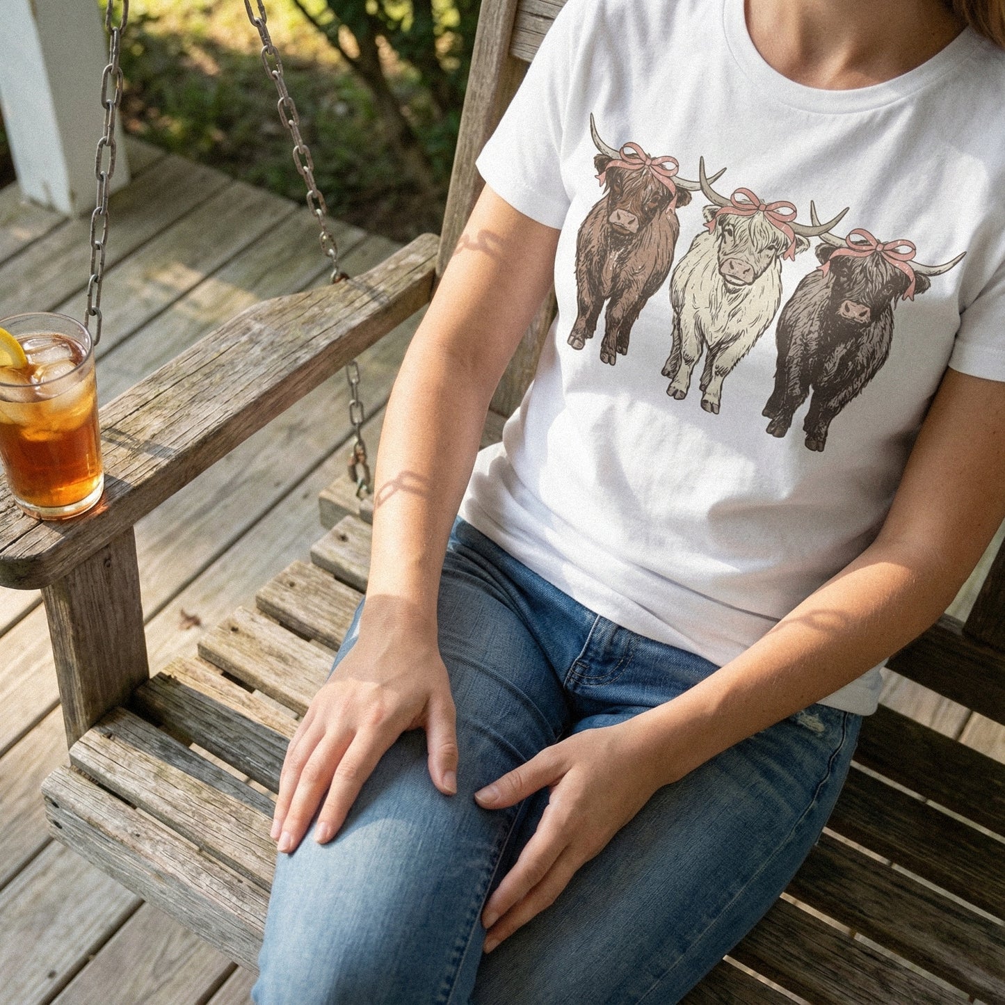 Highland Cow PNG Trio With Bows, Cute Farm Animal Design - 300 DPI Design