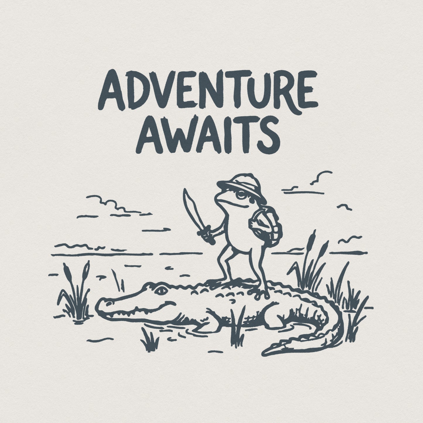 Adventure Awaits PNG, Explorer Frog Shirt - 300 DPI Design for T-Shirt