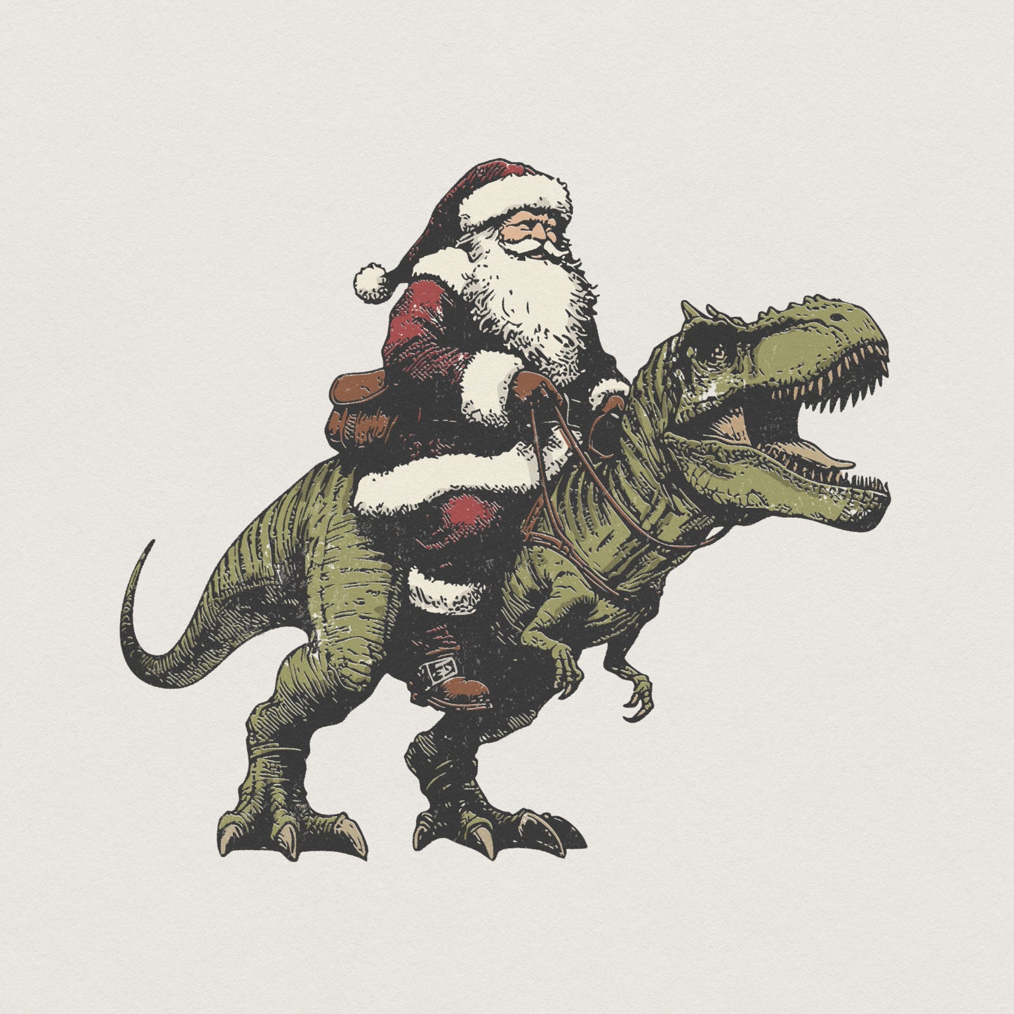 Santa Riding Dinosaur PNG, Christmas T Rex PNG Digital Download - 300 DPI
