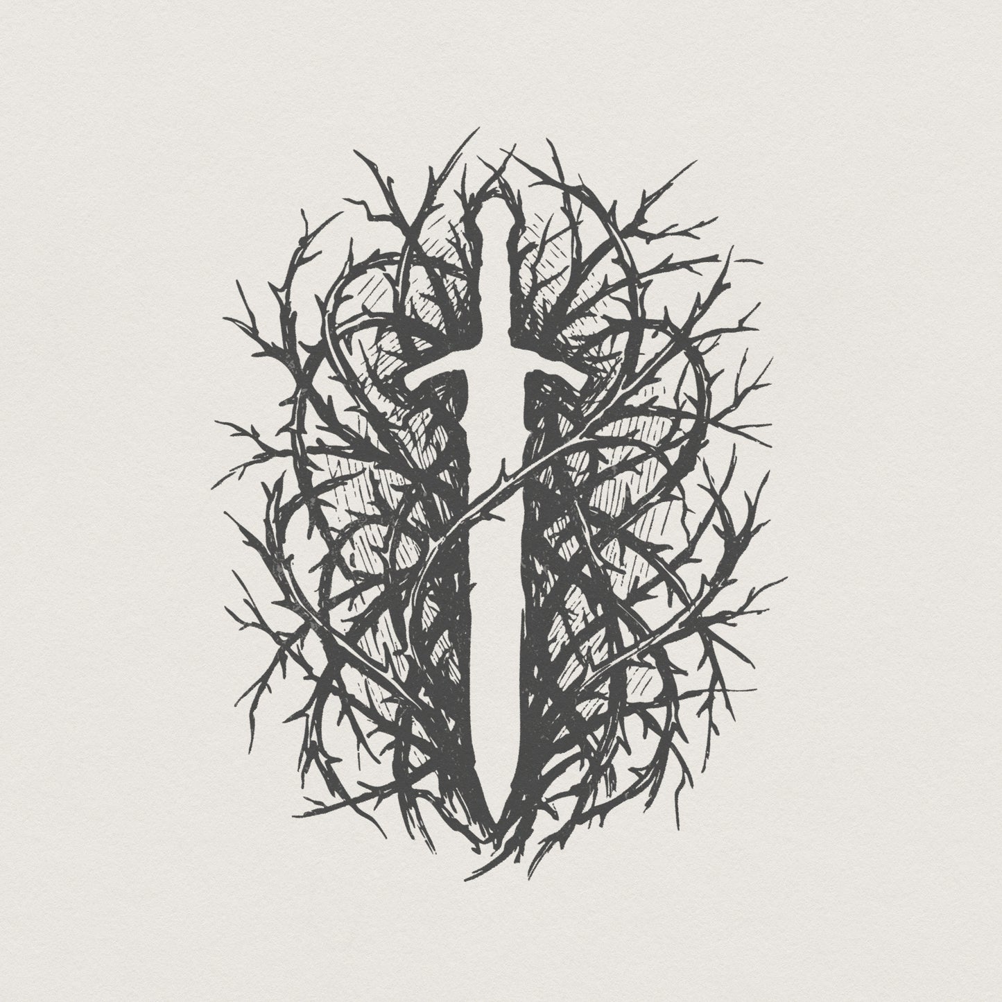 Sword In Thorns PNG, Gothic Tattoo Style Digital Download - 300 DPI