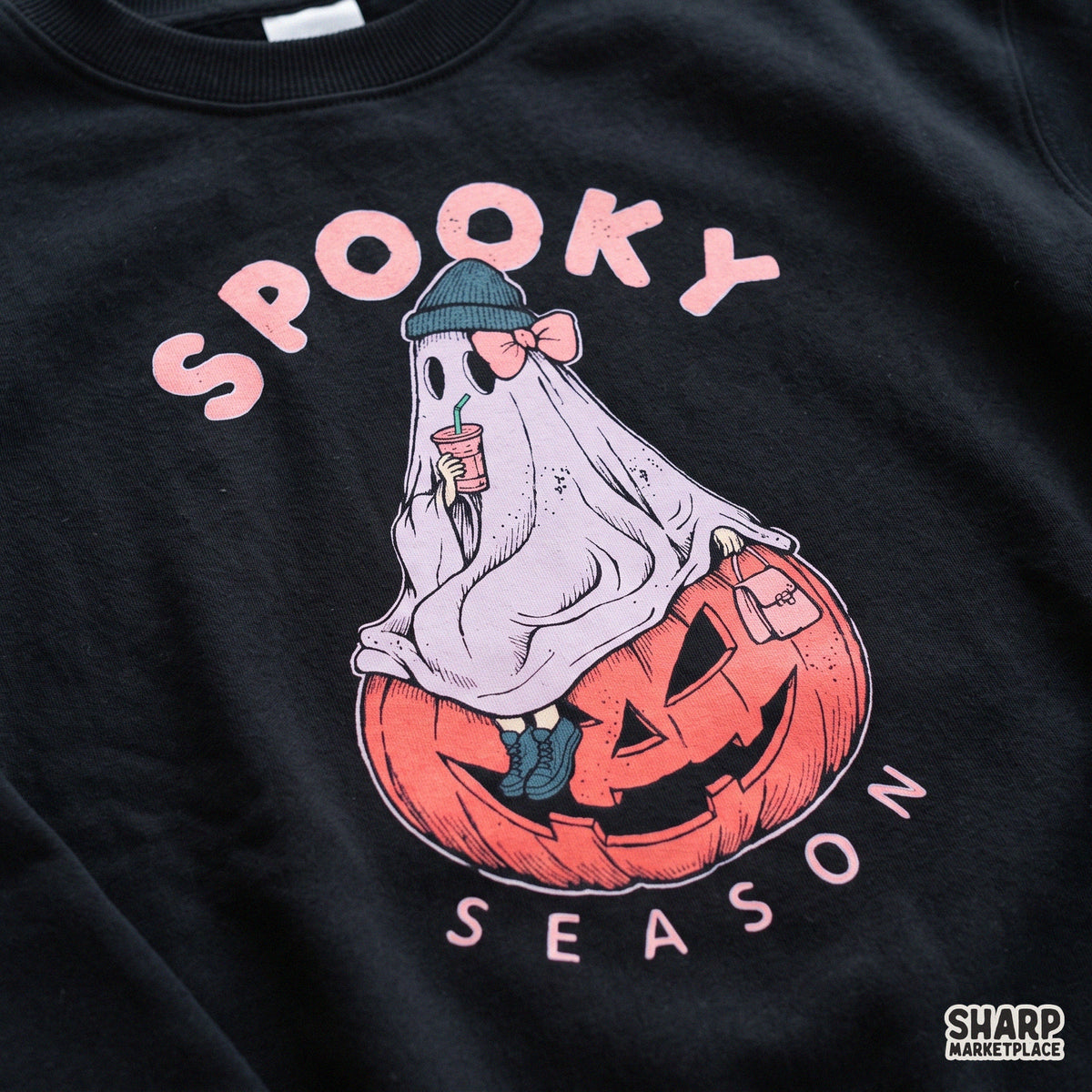 Spooky Season Halloween PNG, Cute Ghost in Pumpkin with