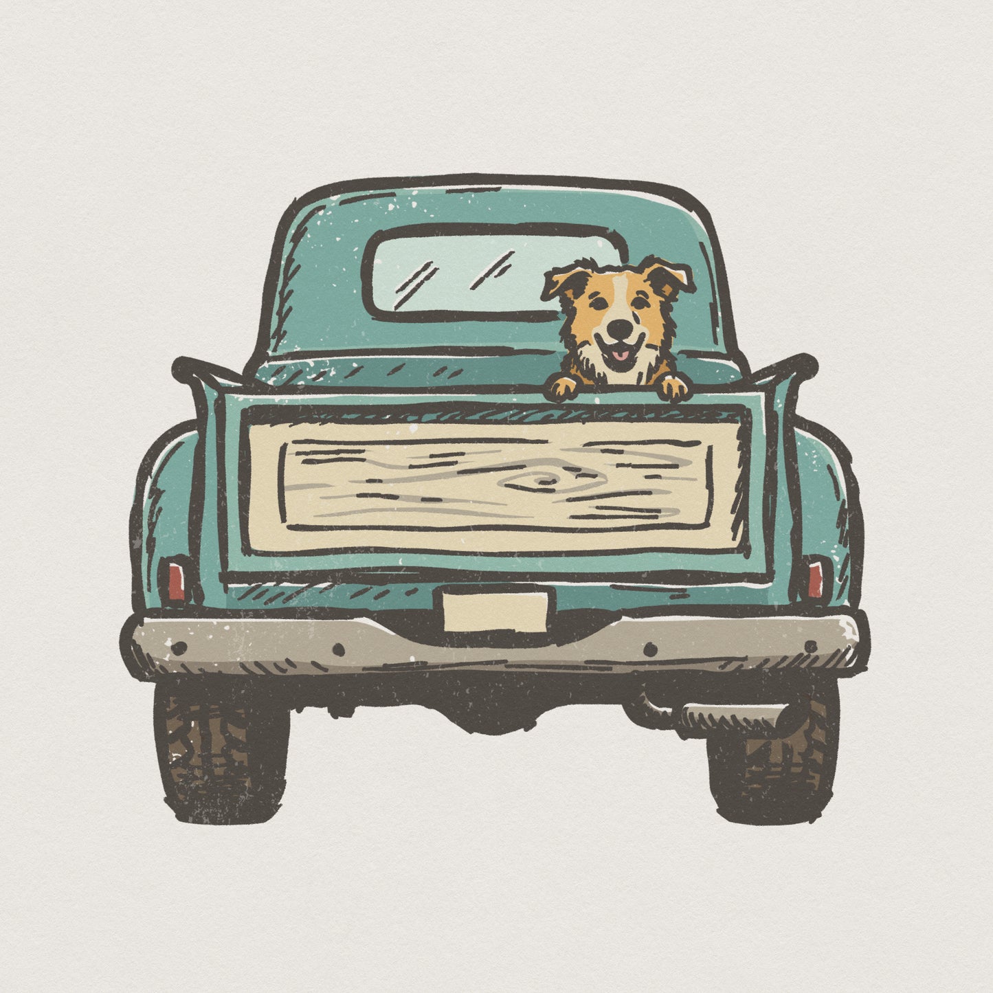 Happy Dog In Vintage Truck PNG, Retro Pickup Art - 300 DPI Design for