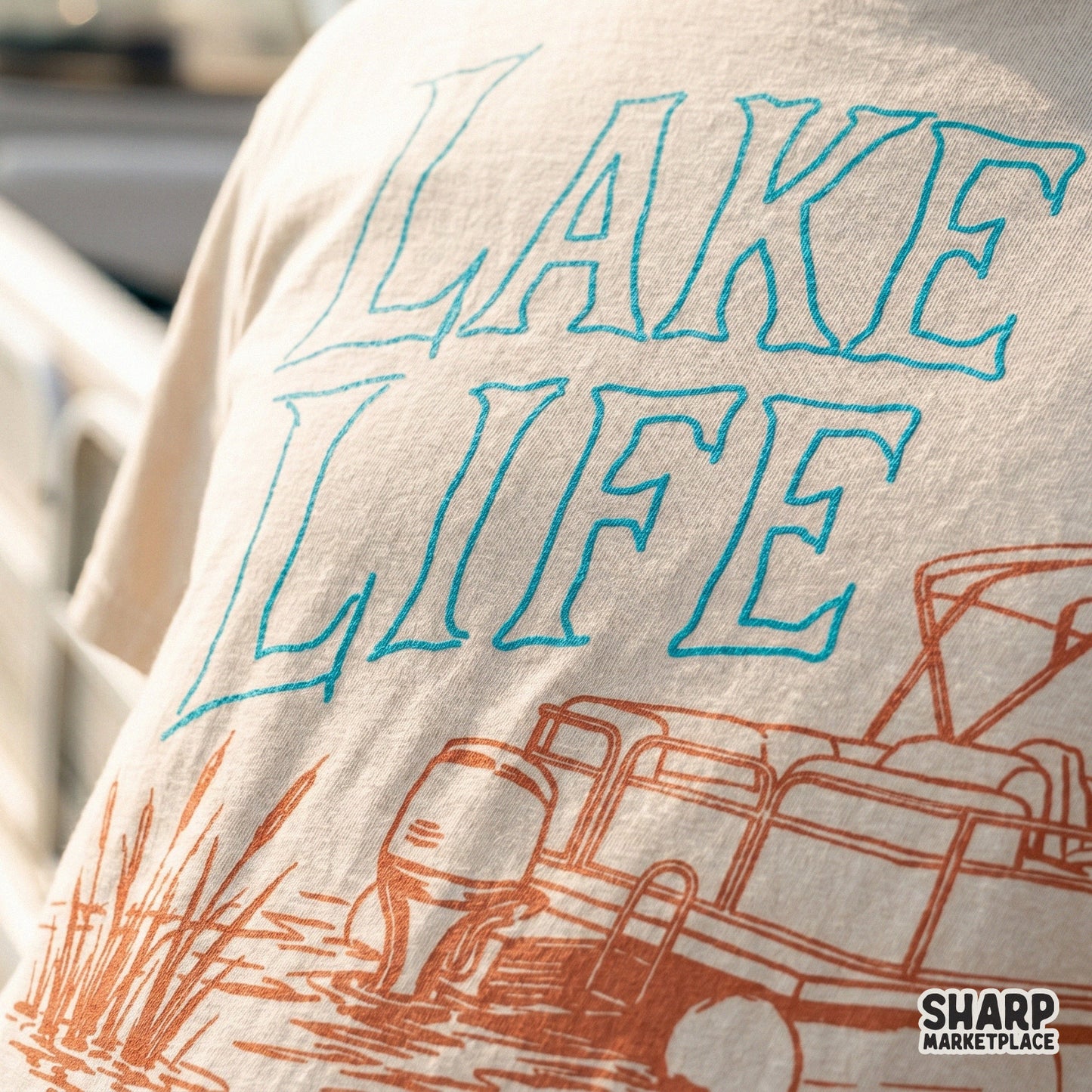 Retro summer pontoon boat and lake life PNG for vintage beach cruise graphic tees and sublimation apparel design
