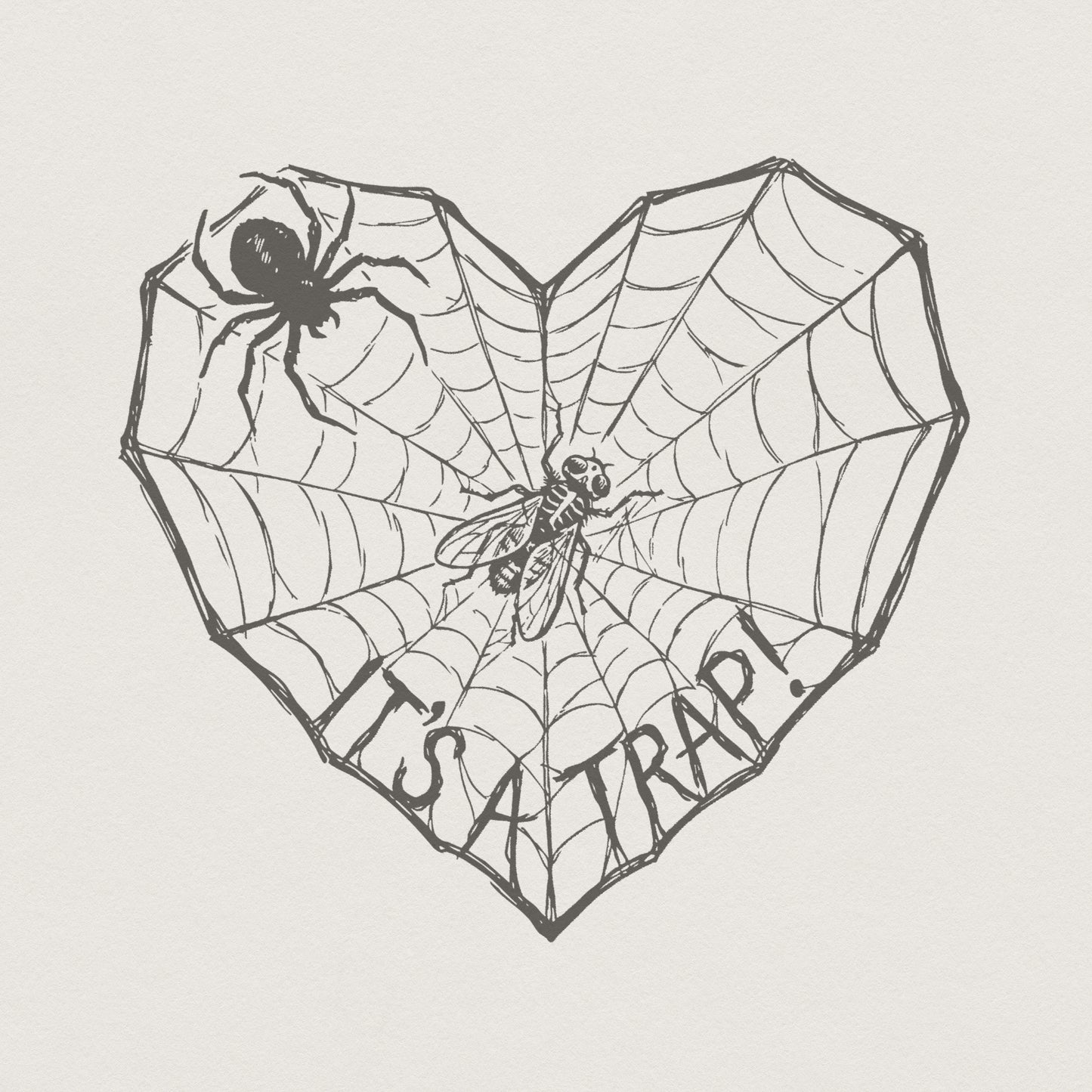 Is A Trap! Heart Spider Web PNG, Gothic Insect Design - 300 DPI Design