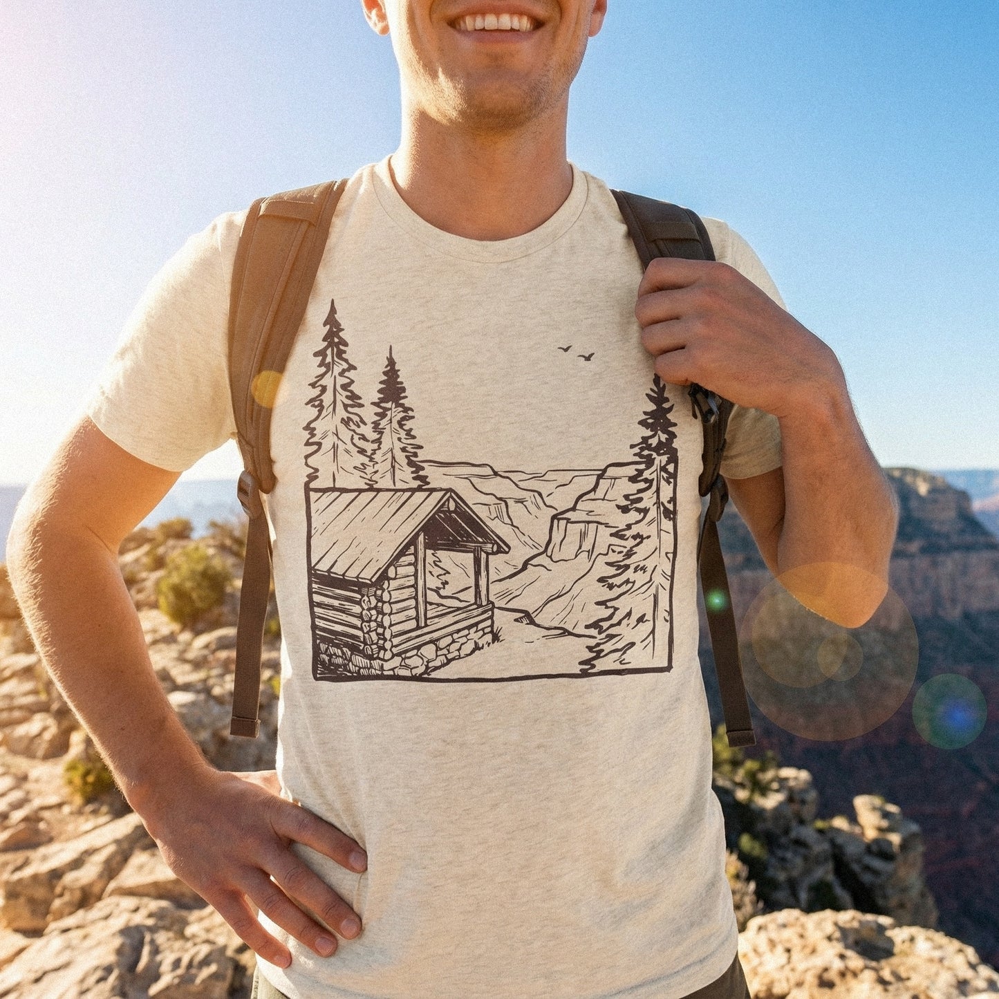 Rustic Cabin PNG, Mountain Landscape Art Print - 300 DPI Design for T-Shirt