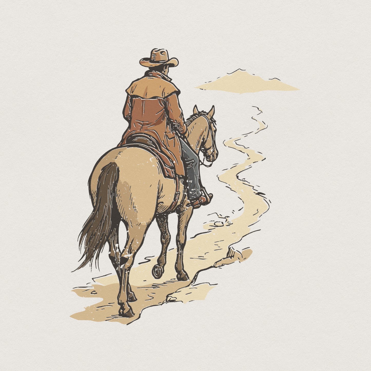 Cowboy PNG, Western Horse Rider Art - 300 DPI Design for T-Shirt