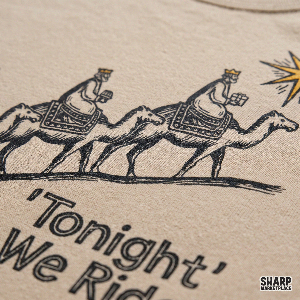 Three wise men camel nativity star vintage Christian PNG design for Christmas t-shirts and apparel
