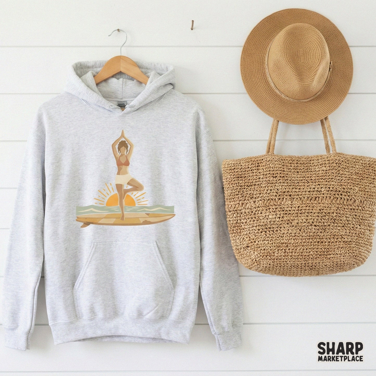 Sunset Surf Yoga PNG, Digital Download - 300 DPI Design for T-Shirt