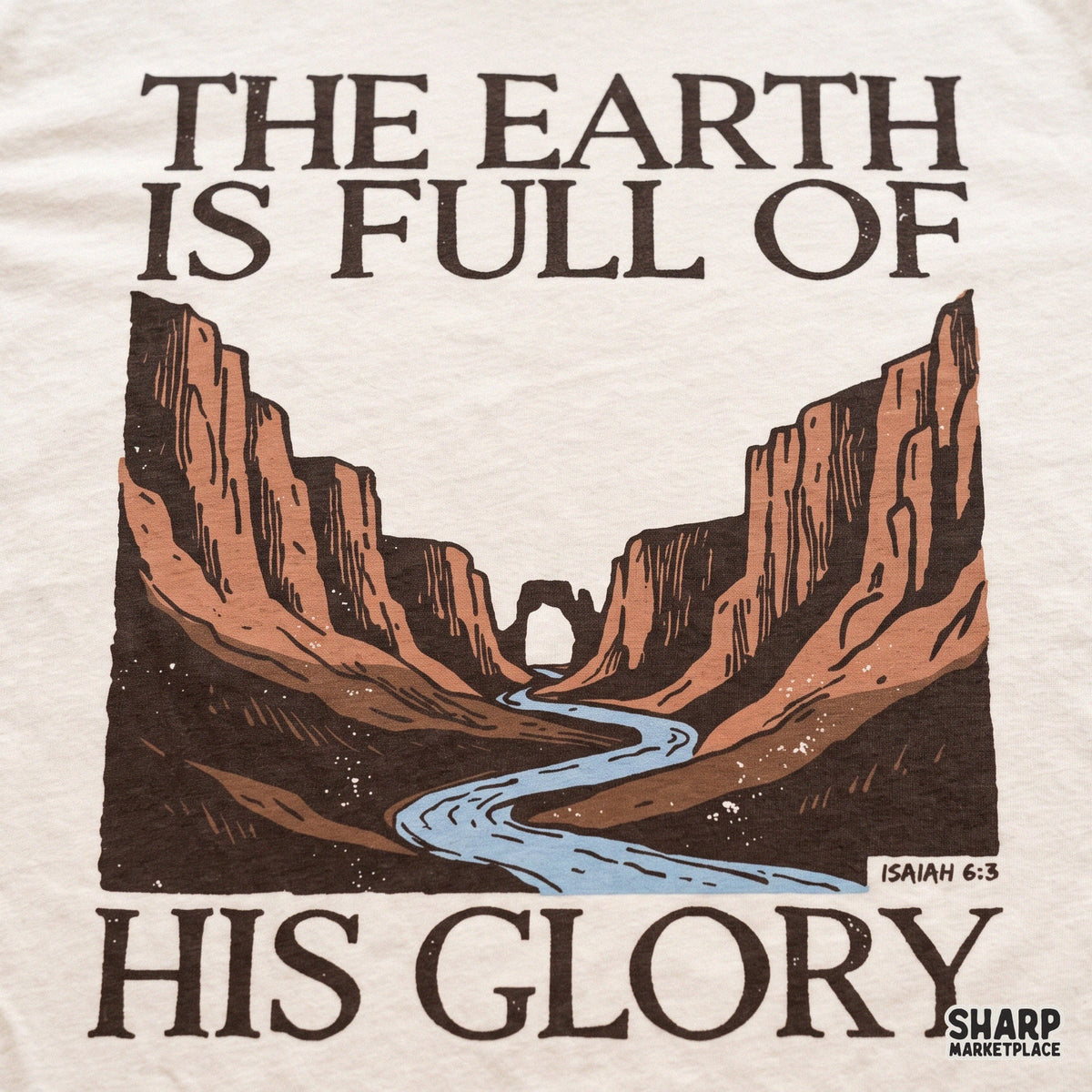 Western retro desert landscape featuring Isaiah 6:3 scripture for Christian PNG sublimation designs