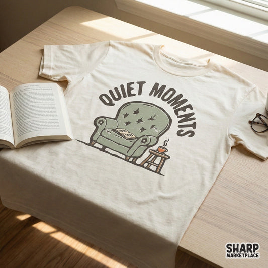 Quiet Moments PNG, Cozy Reading Chair Digital Design - 300 DPI Design for