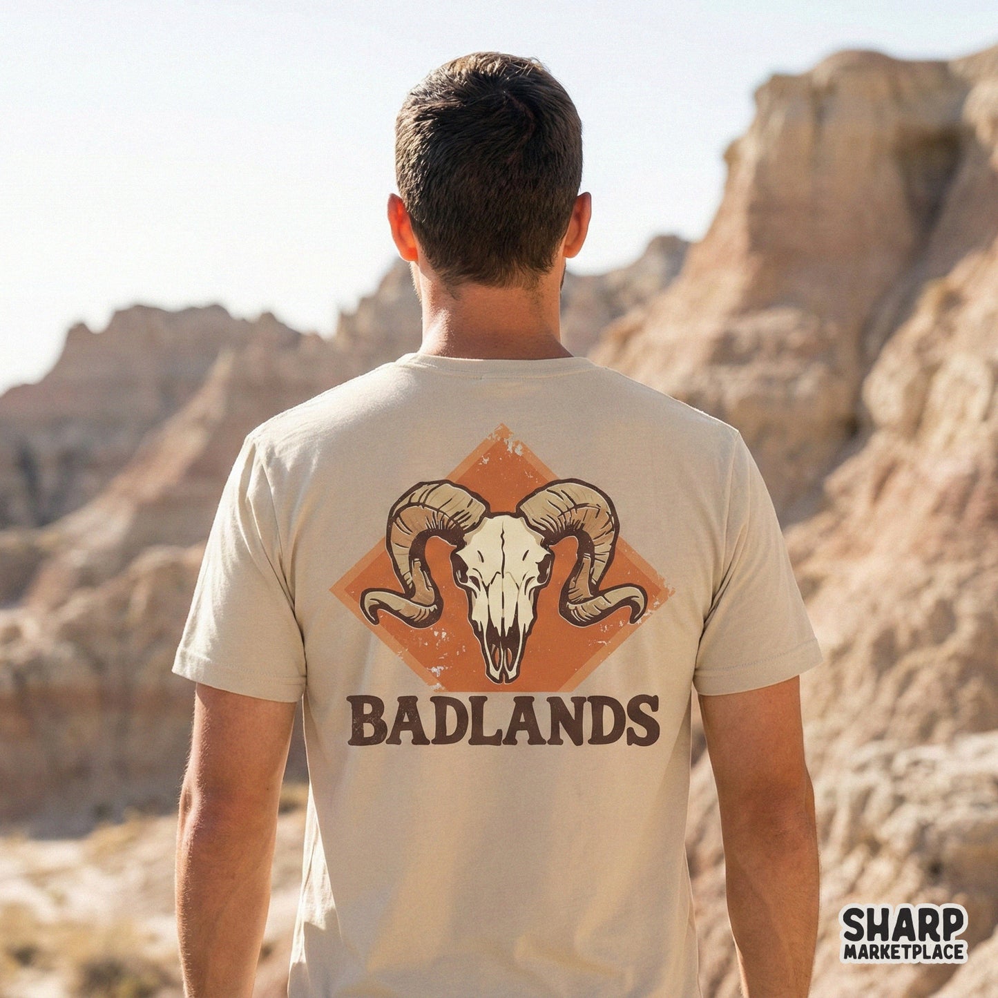 Badlands PNG Design, Western Ram Skull Digital Download - 300 DPI Design