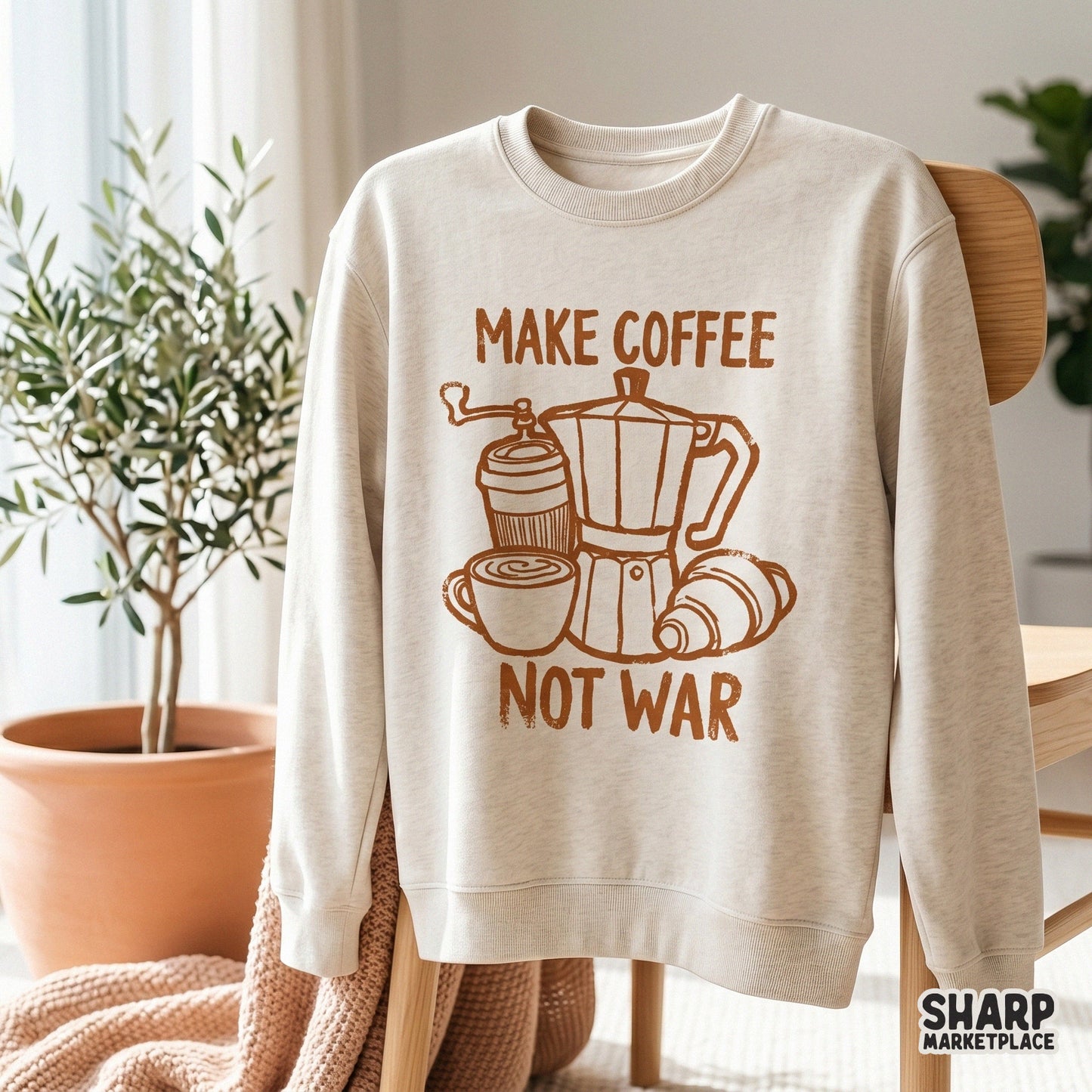 Trendy monochromatic coffee art with a vintage texture, perfect for DIY print projects, apparel designs, and sarcastic kitchen wall art.