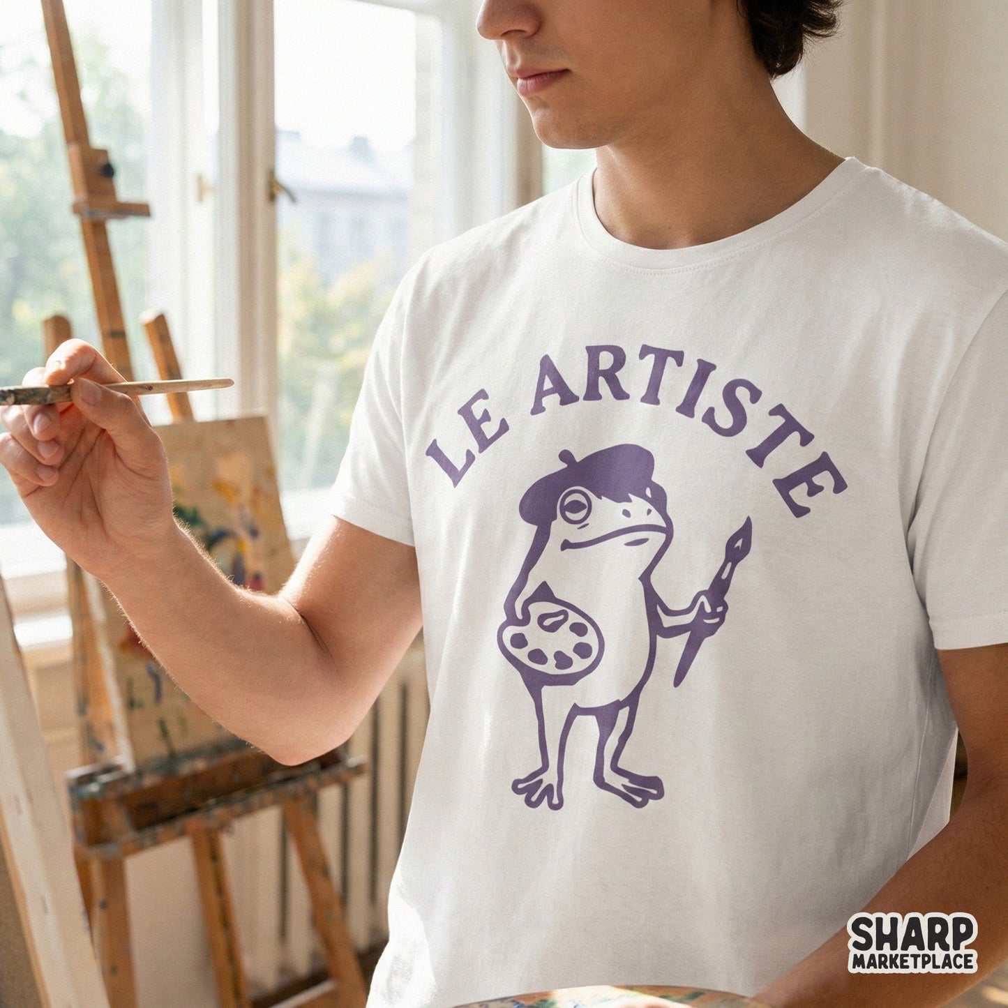 Le Artiste Frog PNG, Funny Artist Frog Digital Design - 300 DPI Design