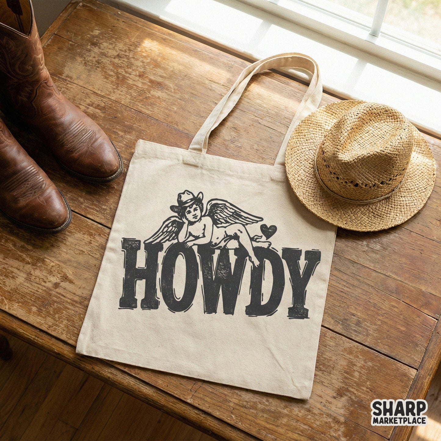 Howdy PNG Western Angel Shirt, Vintage Cowgirl Aesthetic - 300 DPI Design