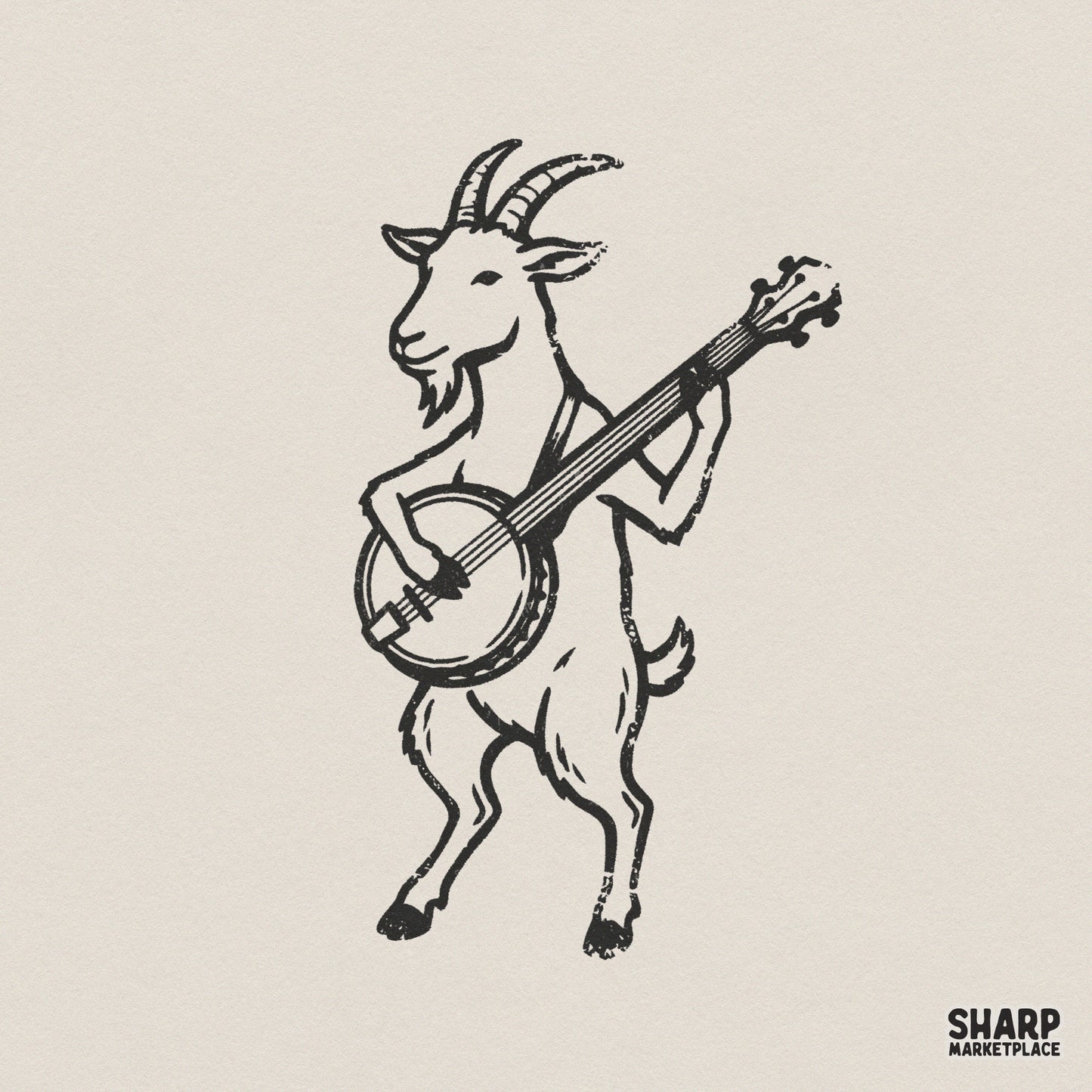 Goat Playing Banjo PNG, Funny Animal Shirt Design - 300 DPI Design for
