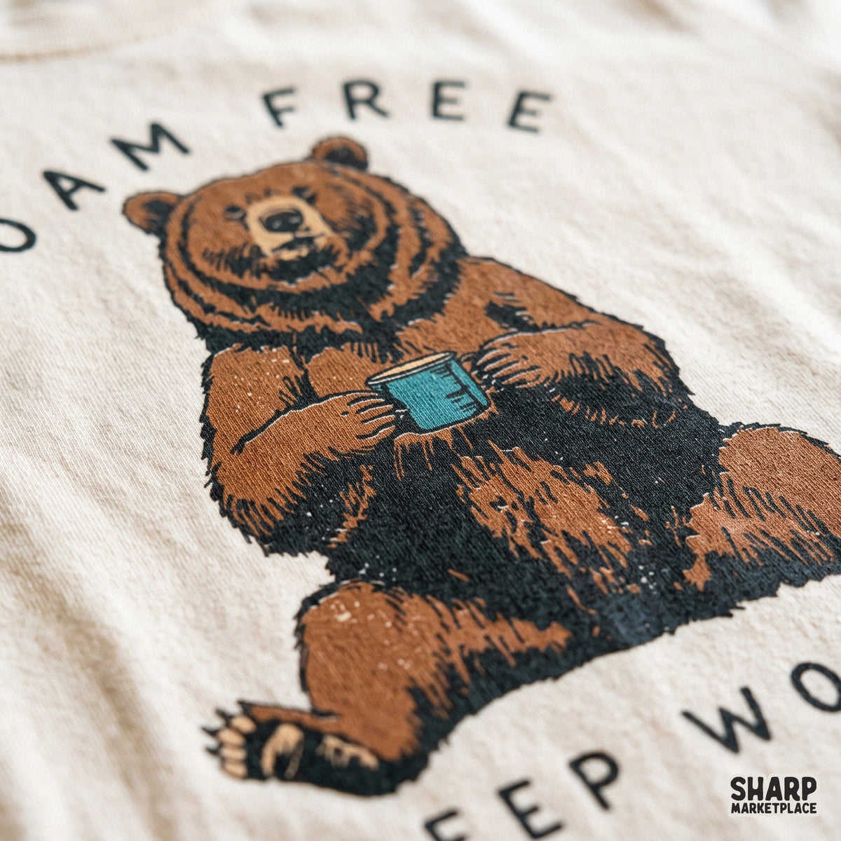 Roam Free Deep Woods PNG, Grizzly Bear Coffee Shirt