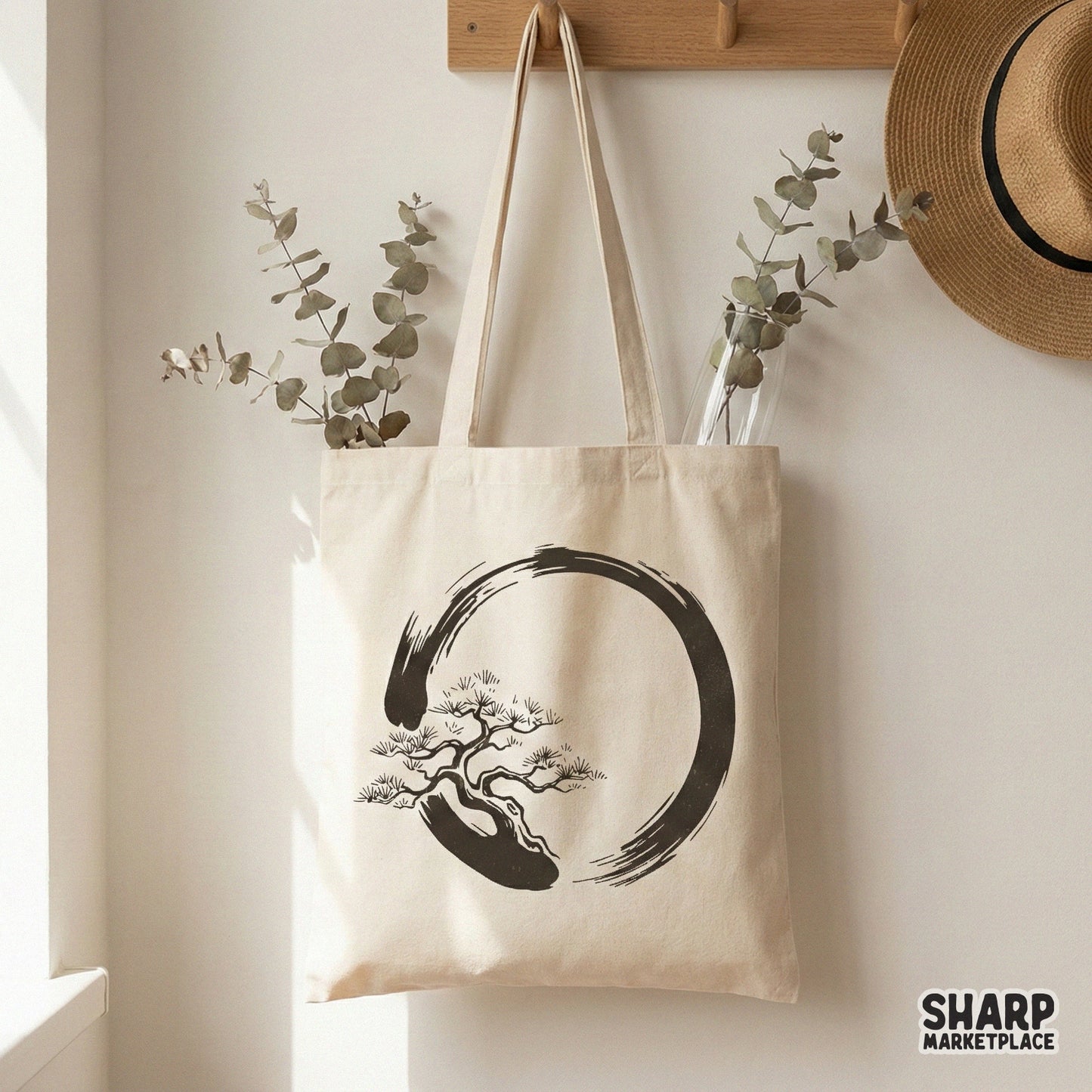 Bonsai Circle PNG, Zen Minimalist Tree Design - 300 DPI Design for T-Shirt