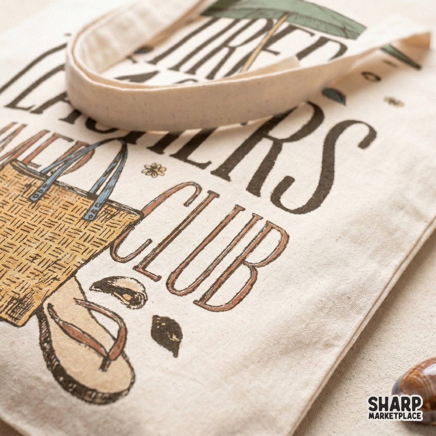 Retro tired teachers summer club design for teacher t-shirts and beach tote bags