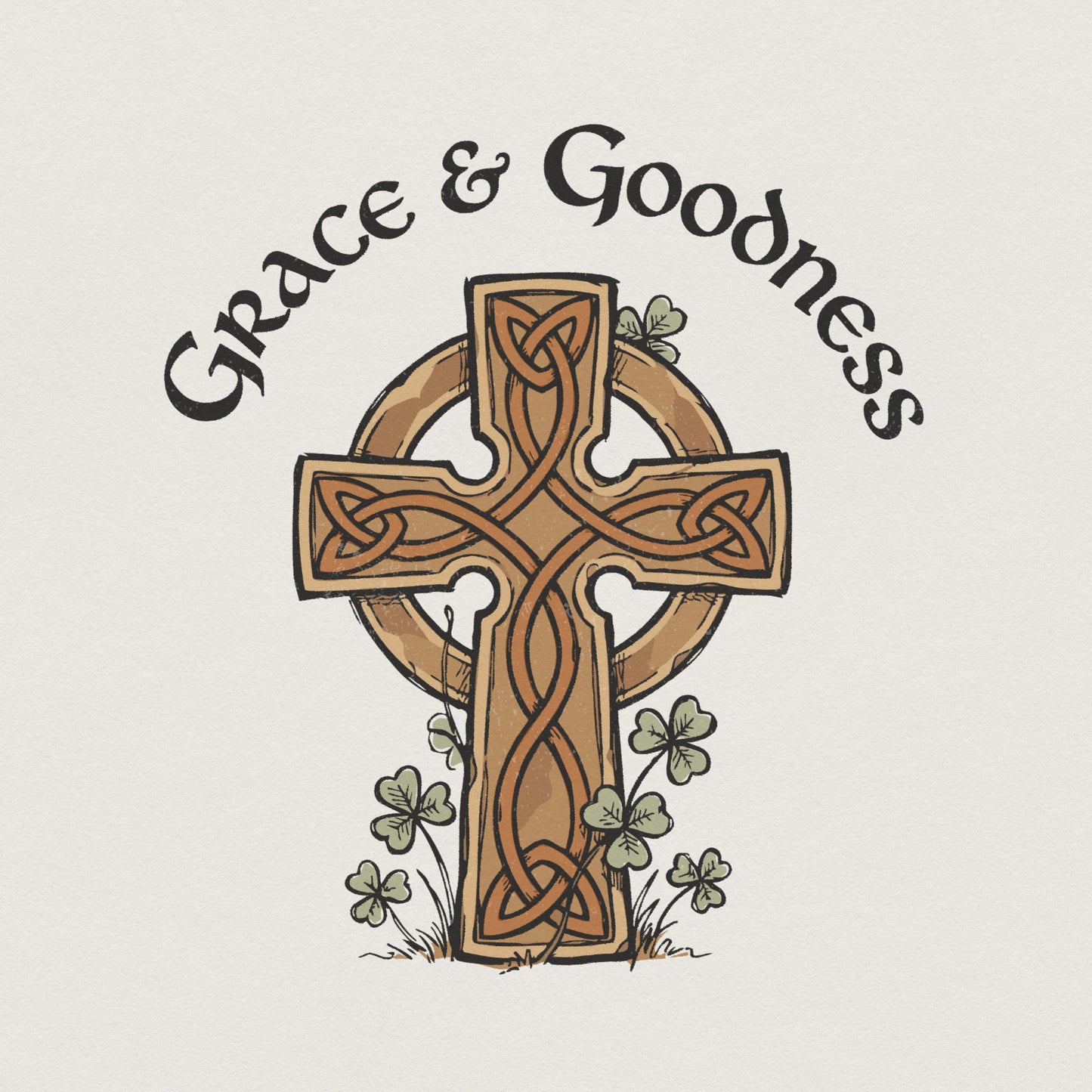 Grace & Goodness PNG, Celtic Cross Digital Download - 300 DPI Design for