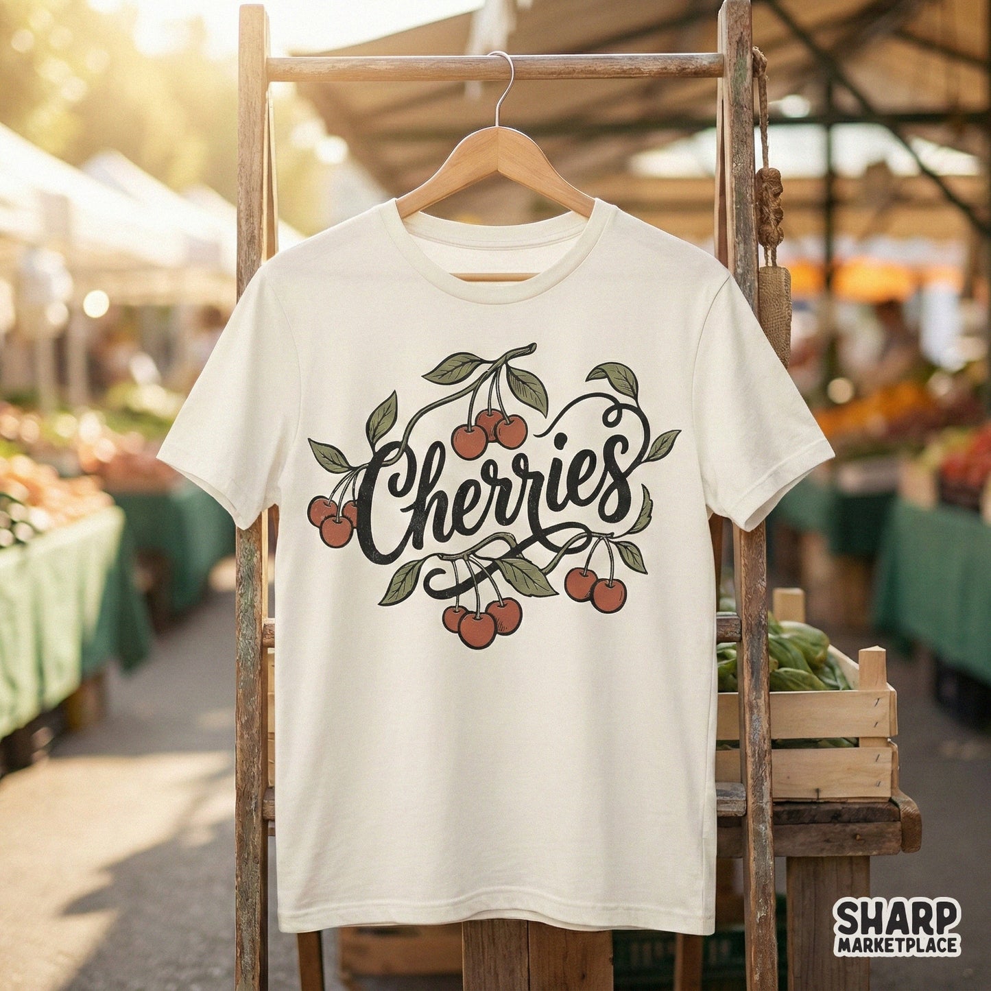 Cherries PNG, Hand Drawn Fruit Shirt - 300 DPI Design for T-Shirt