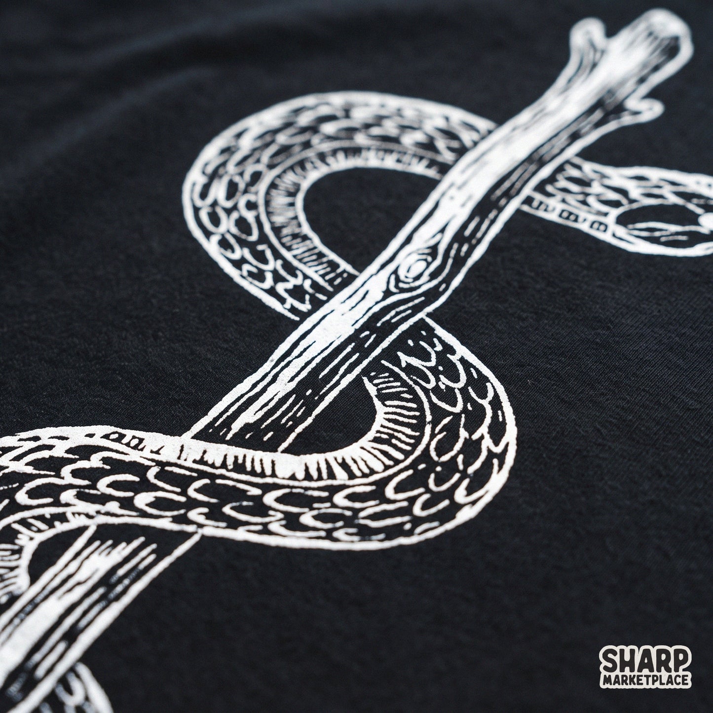 Retro spooky snake wrapped around a wooden stick tattoo sublimation graphic for halloween png shirt designs