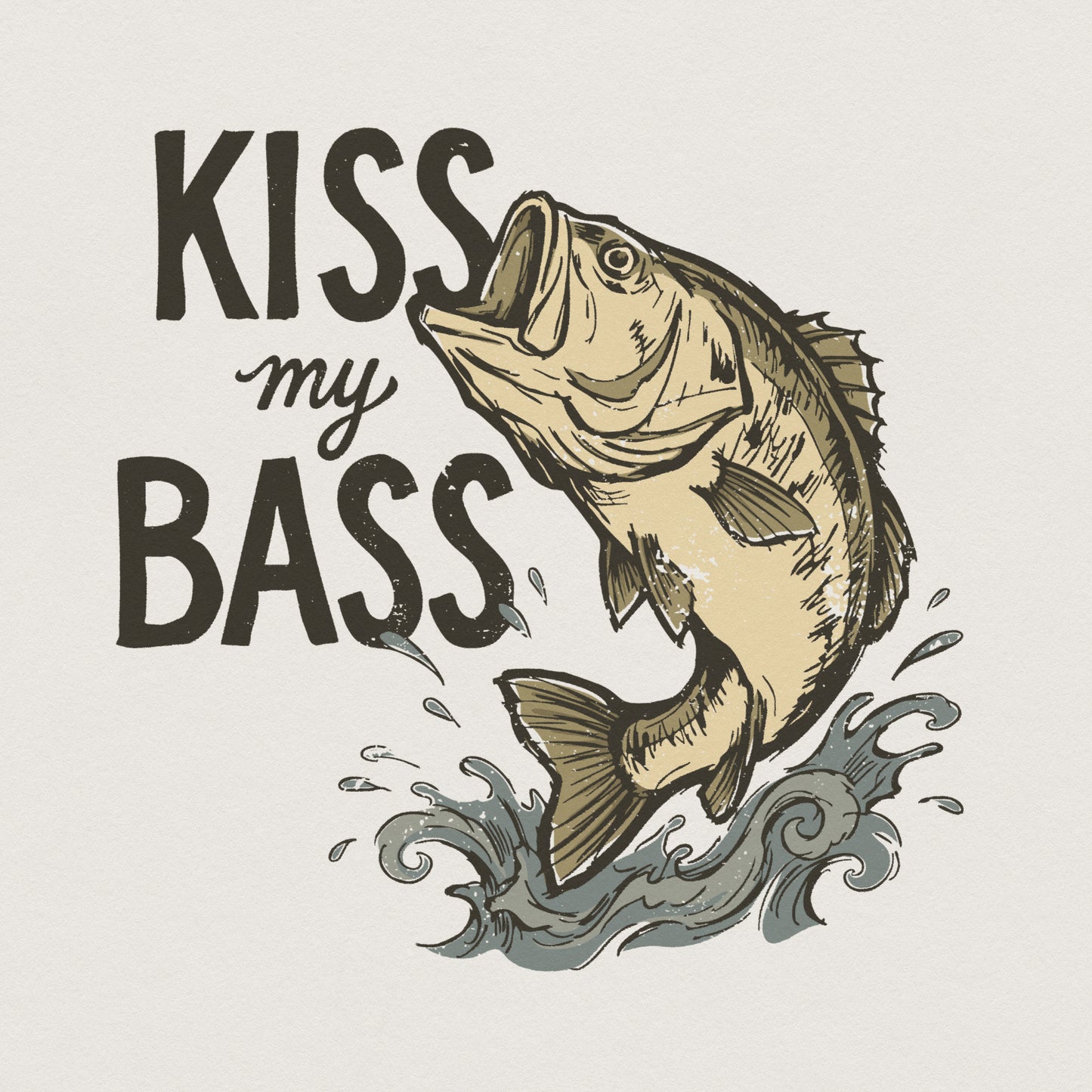 Kiss My Bass PNG, Funny Fishing Design - 300 DPI Design for T-Shirt
