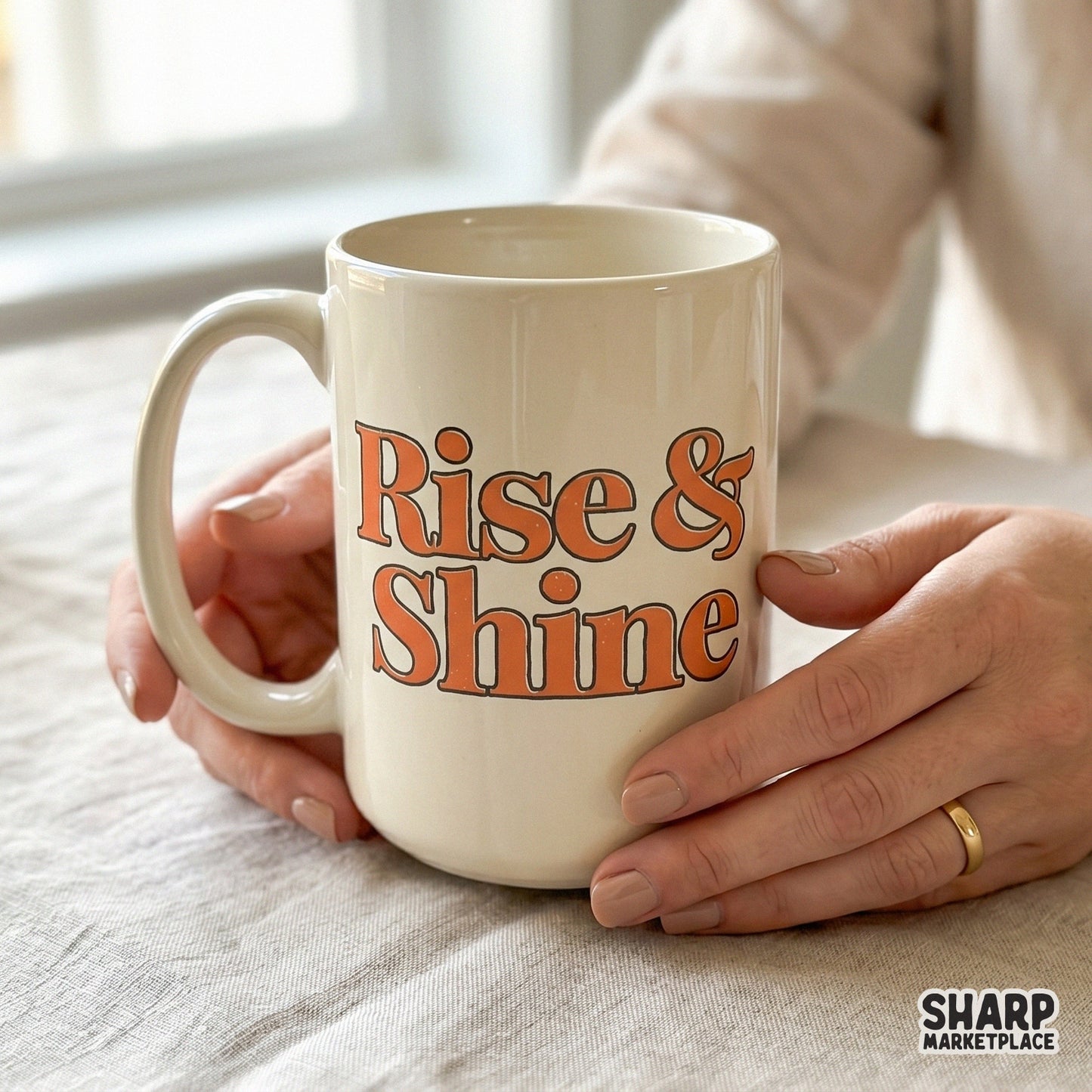 Rise and Shine retro wavy typography PNG for trendy Y2K aesthetic apparel and positive inspirational quote shirts