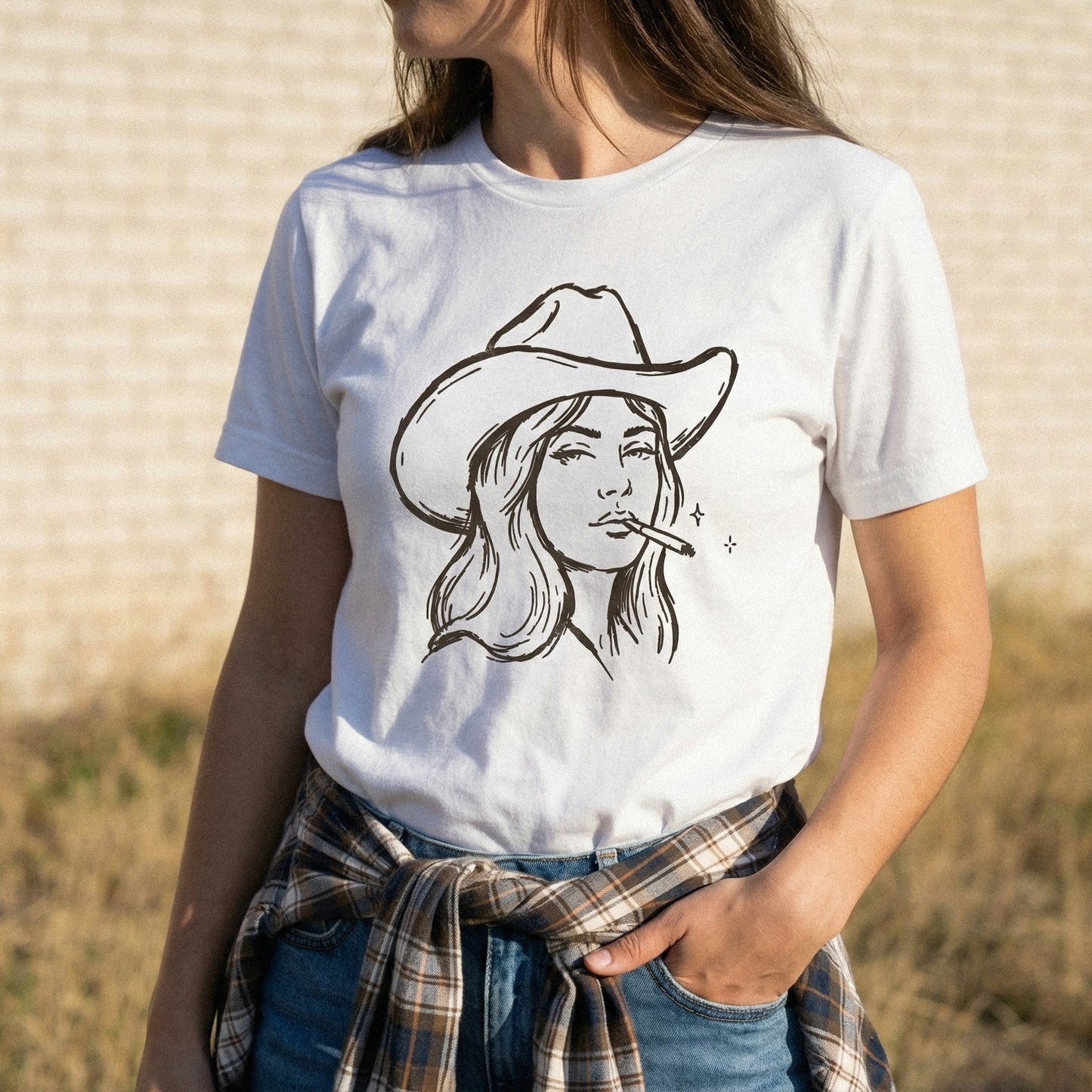 Cowgirl Line Art PNG, Western Woman Digital Download - 300 DPI Design for