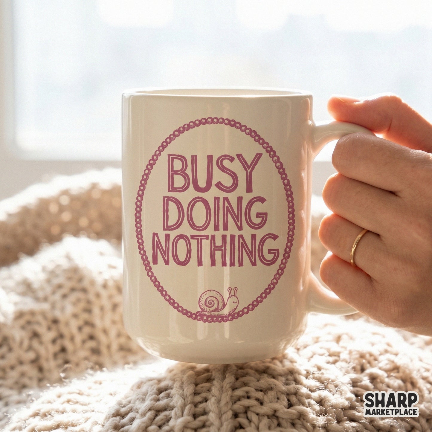 Busy Doing Nothing cute snail PNG for sarcastic introvert t-shirts and slow living aesthetic digital designs