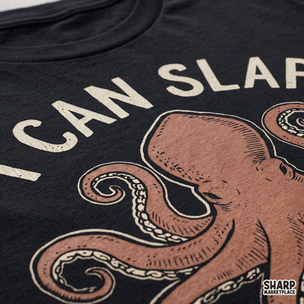 Angry octopus funny meme design reading I Can Slap 8 People At Once for retro sarcastic t-shirts and sublimation PNG prints
