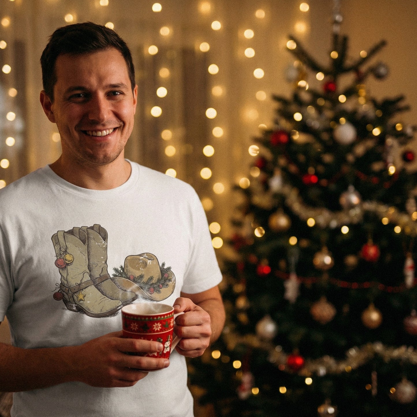 Cowboy Boots and Hat PNG, Western Christmas Design - 300 DPI Design for