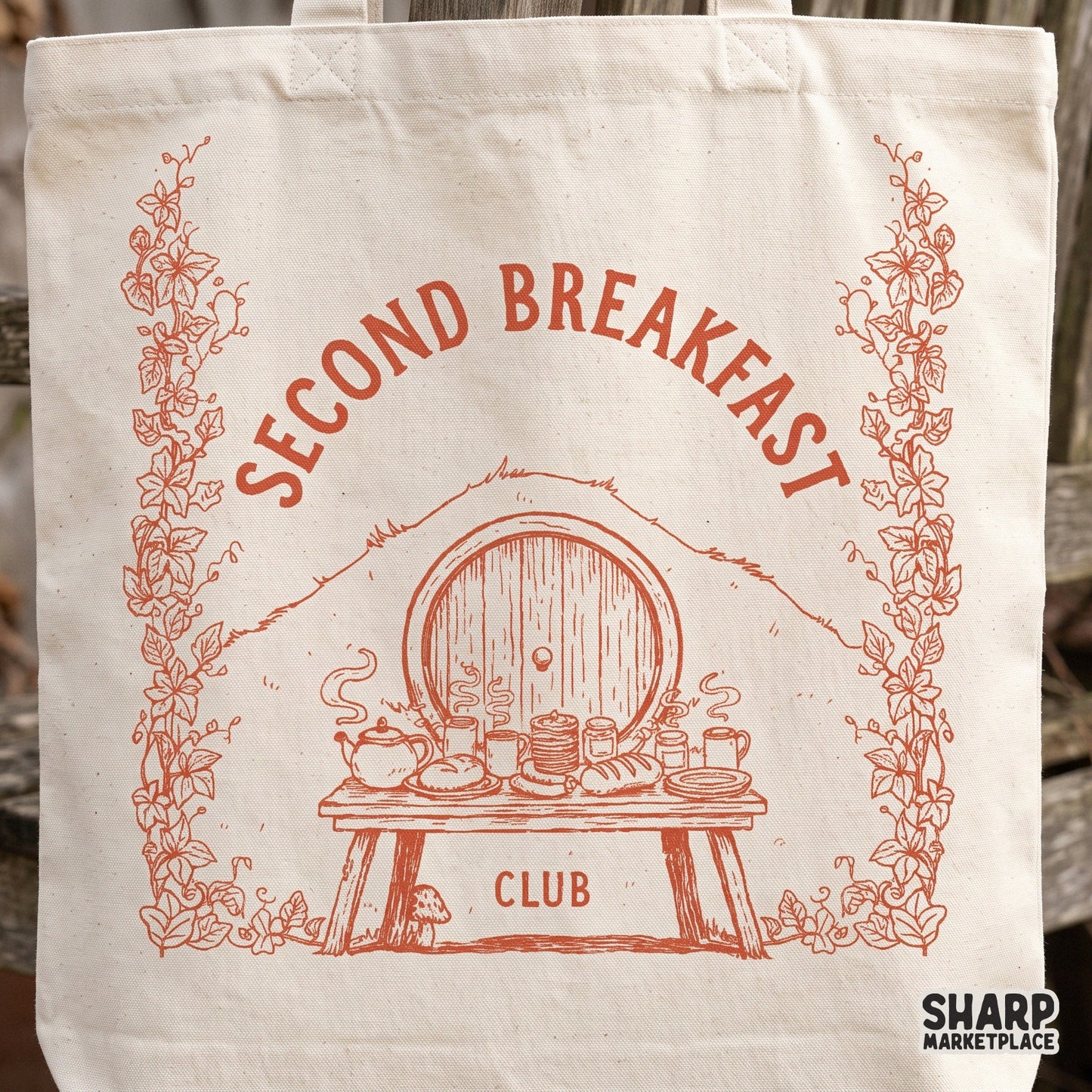 Second Breakfast Club trendy retro design for fantasy book lovers and cozy autumn apparel sublimation projects