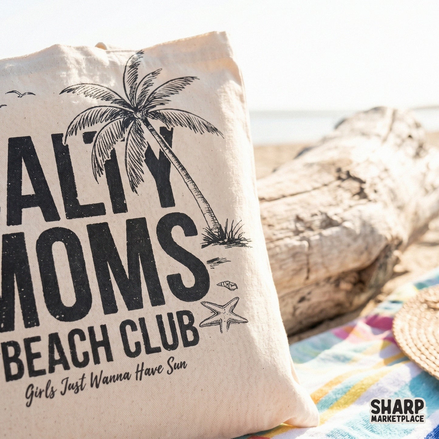Salty Moms Beach Club vintage palm tree graphic for a trendy summer shirt sublimation design