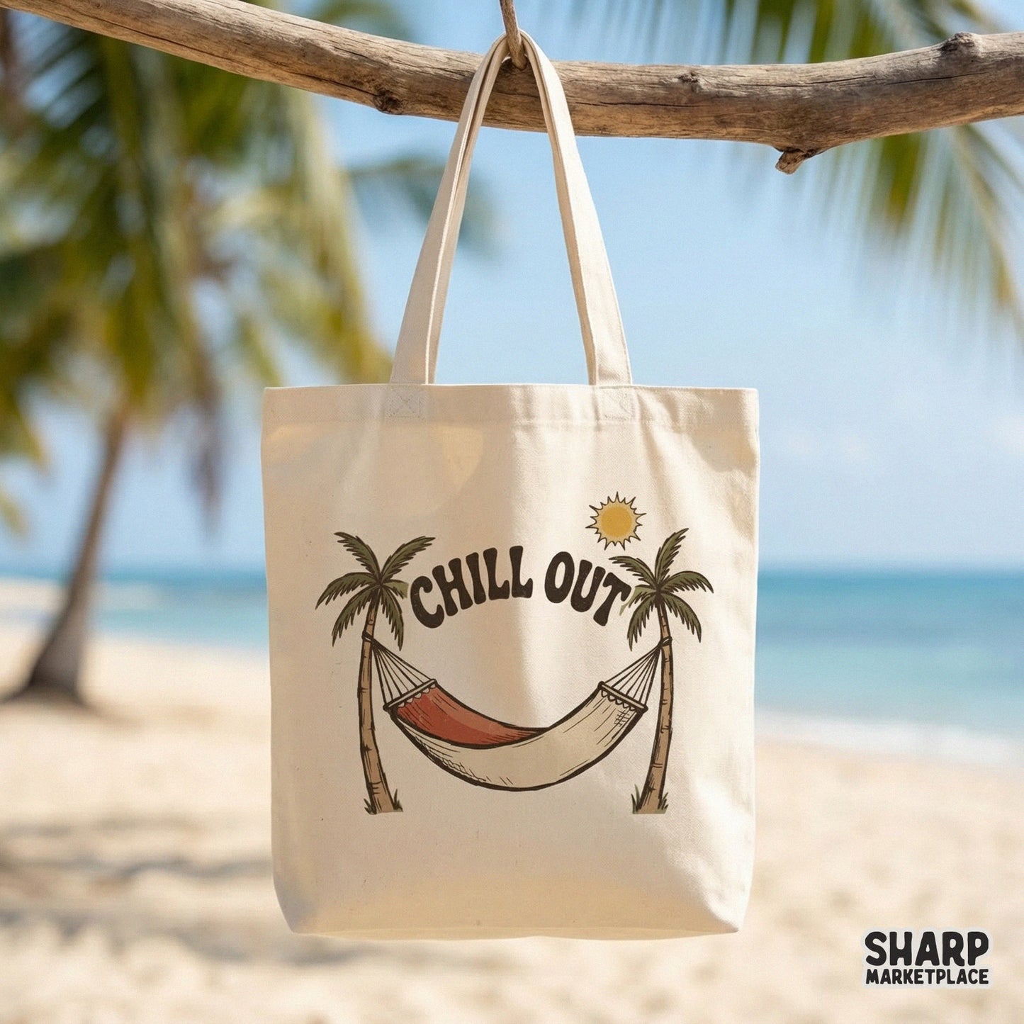 Relaxation inspired summer design with retro typography and tropical elements suitable for print on demand, sublimation transfers, and wall art.