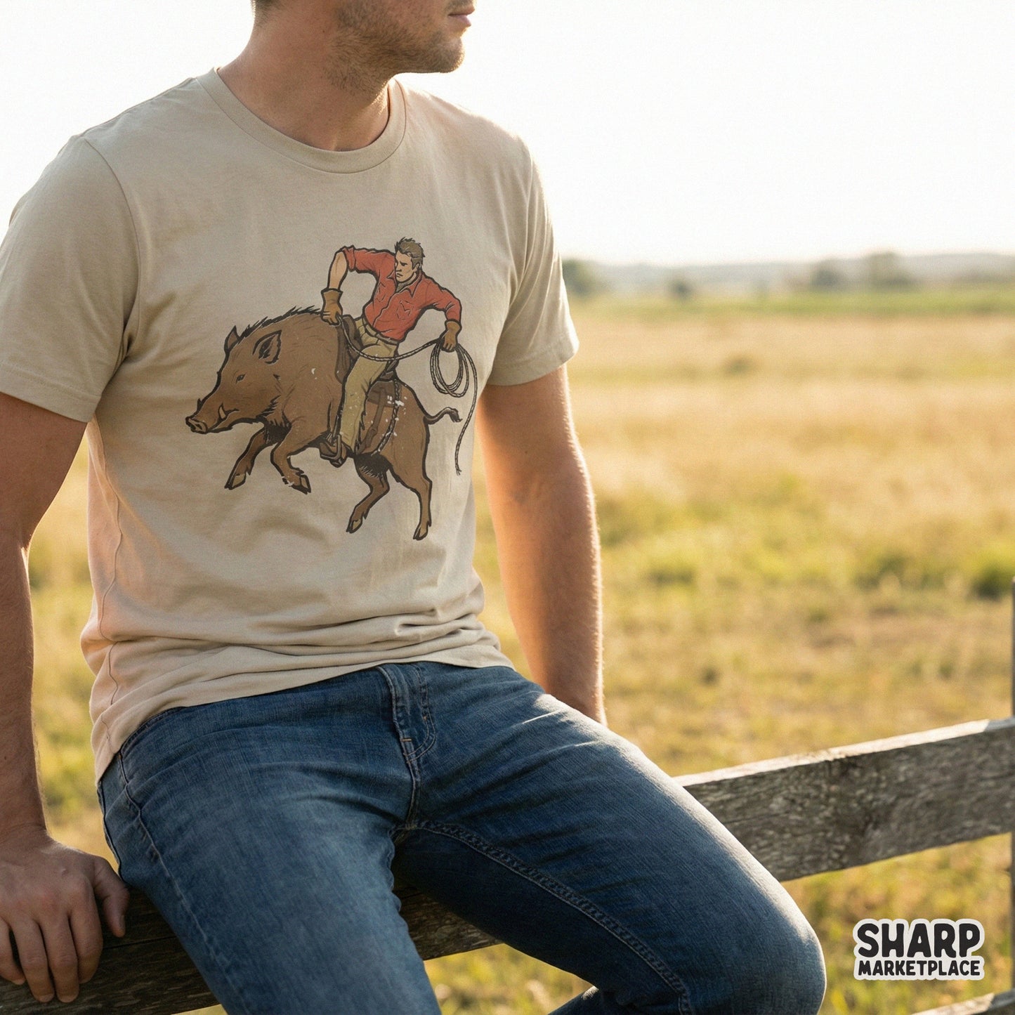 Wild Boar Cowboy PNG, Western Rodeo Digital Design - 300 DPI Design for