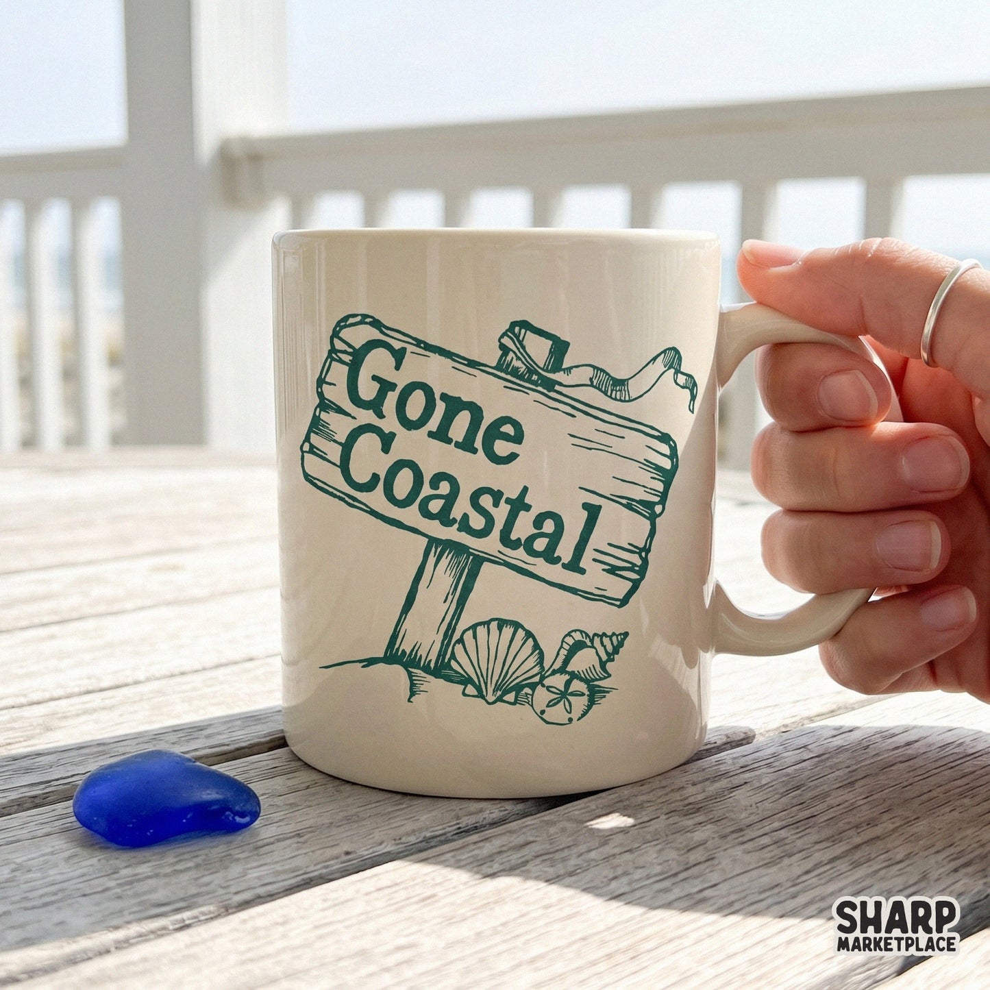 Gone Coastal retro beach summer PNG design for trending lake t-shirts and coastal home decor sublimation projects