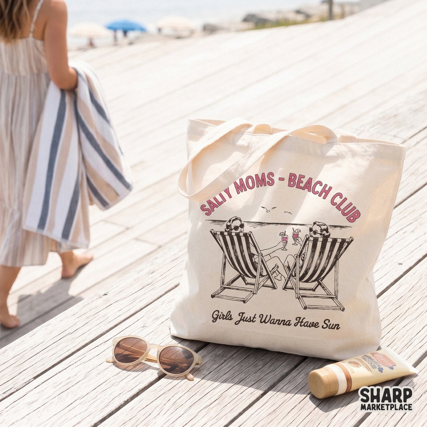 Retro Salty Moms Beach Club digital PNG for a funny summer shirt design